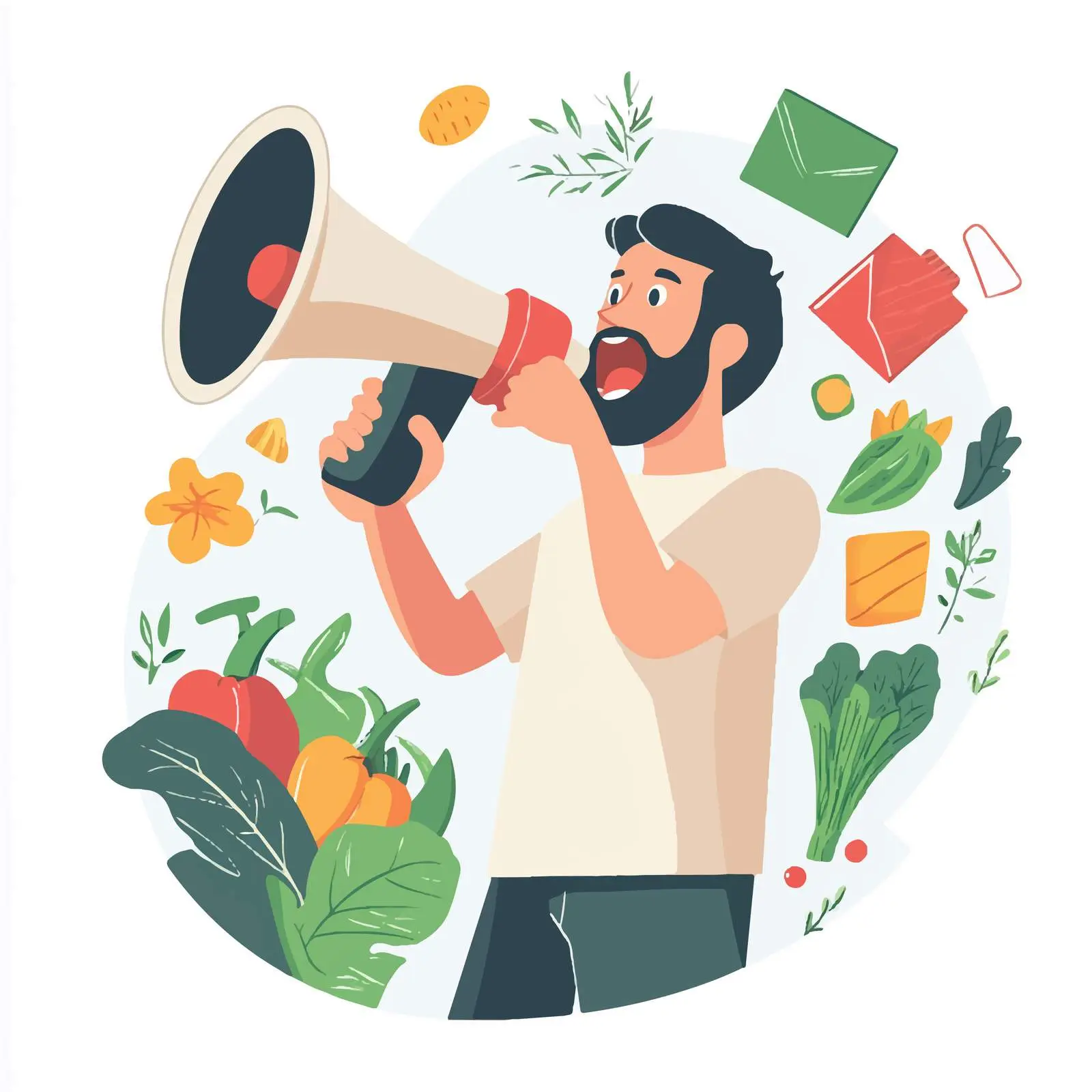 Young Man Shouting to Attract Customers — free download from Dotvec