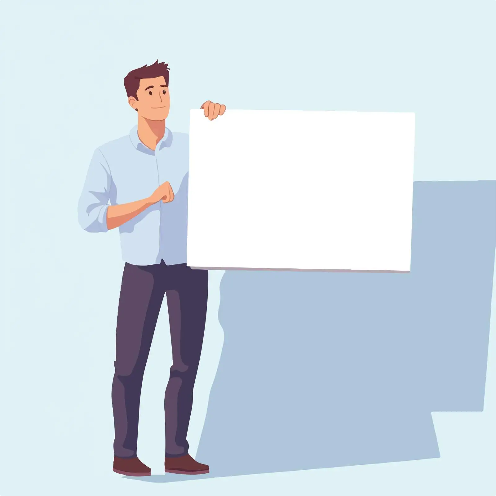 Young Man Displaying Blank White Board — free download from Dotvec