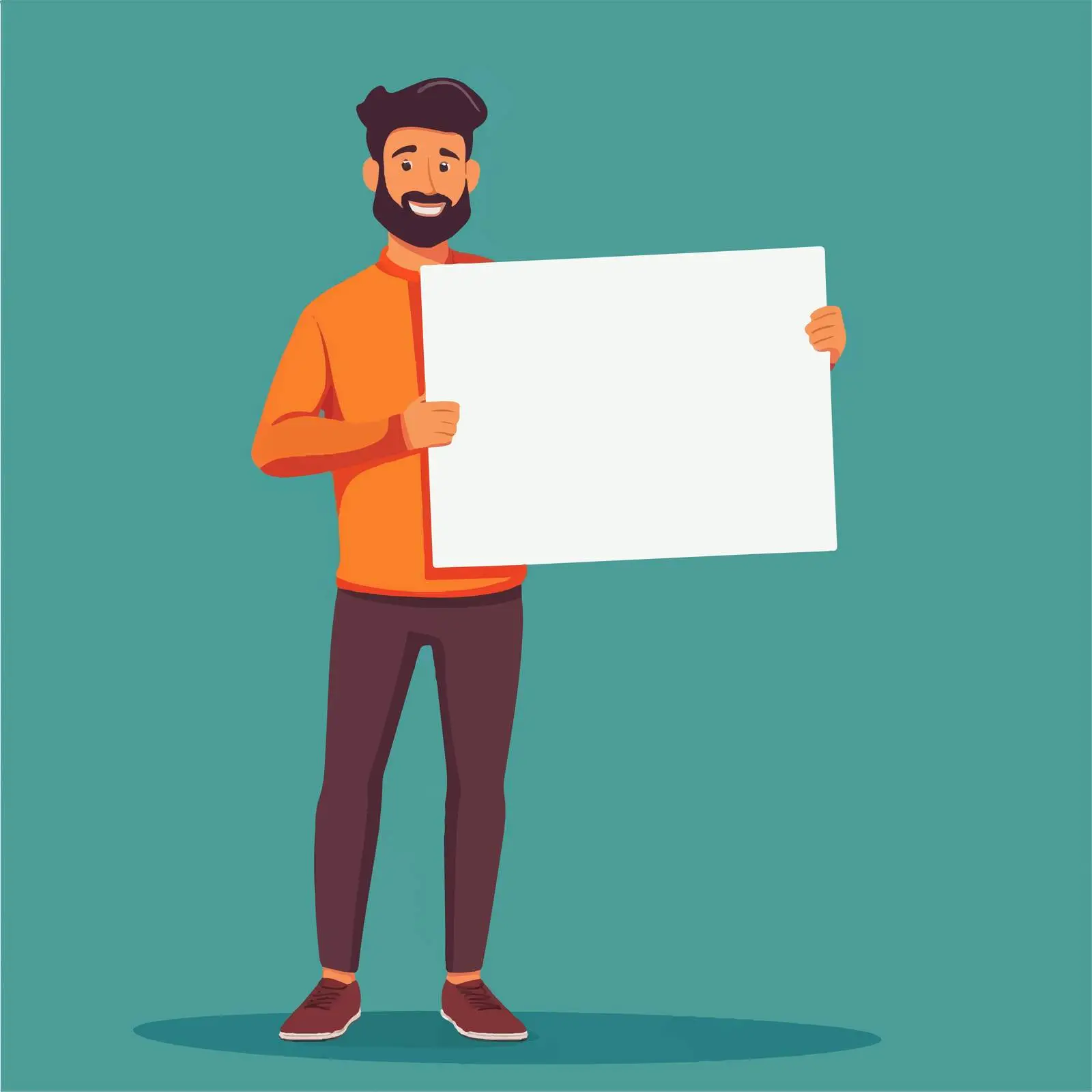 Young Man Displaying Blank White Board — free download from Dotvec
