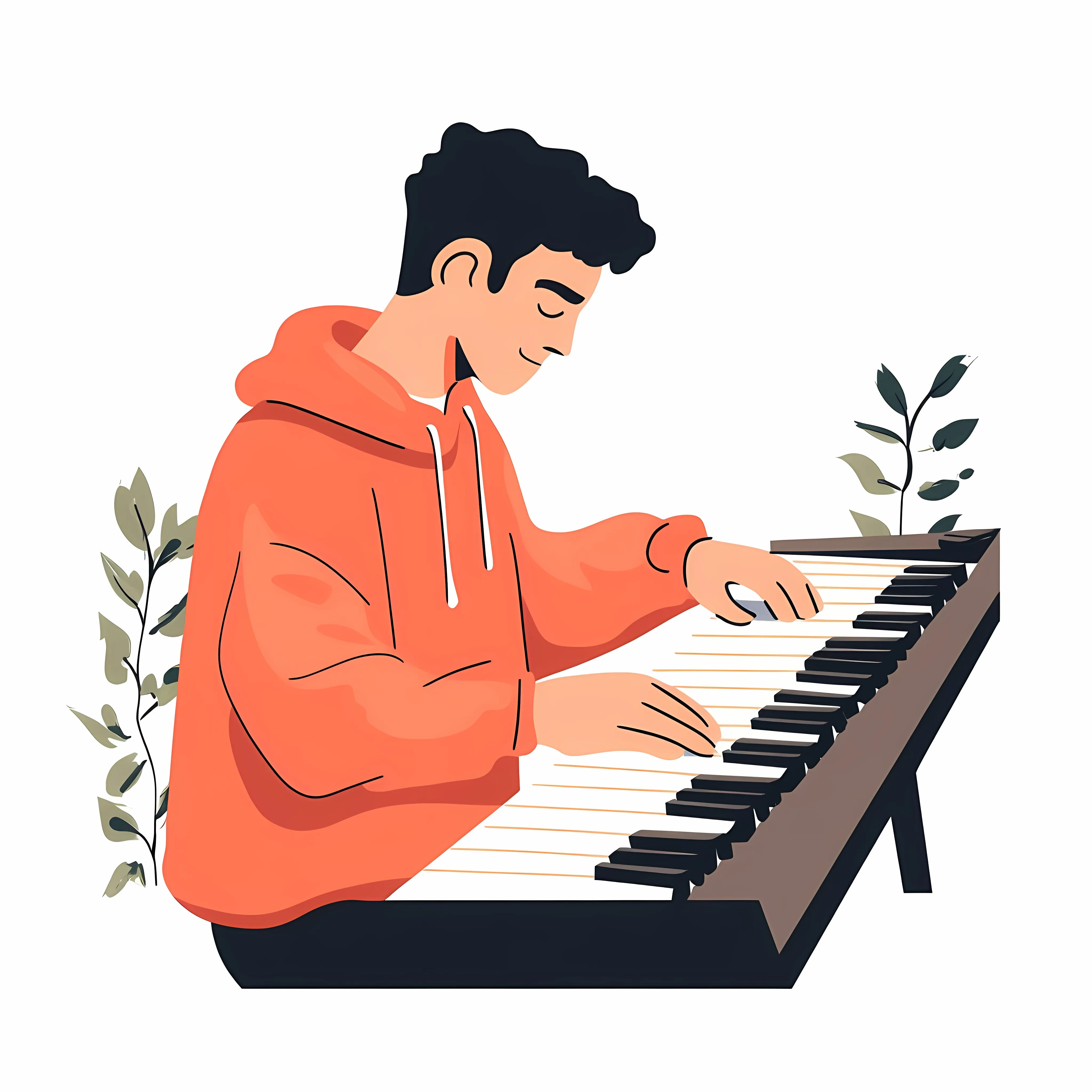 Young Man Holding Piano Keyboard Illustration — free download from Dotvec