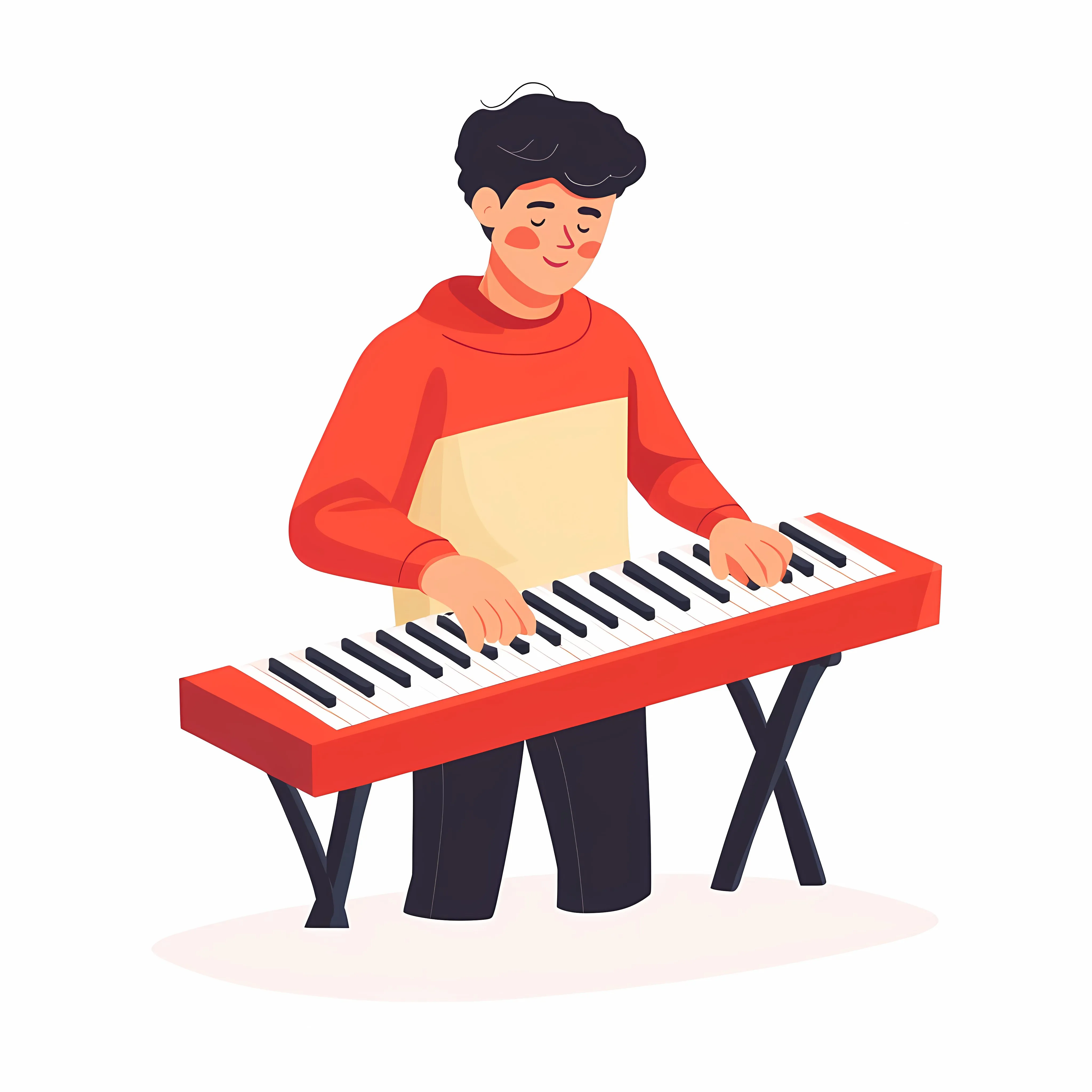 Young Man with Piano Keyboard Vector Illustration — free download from Dotvec