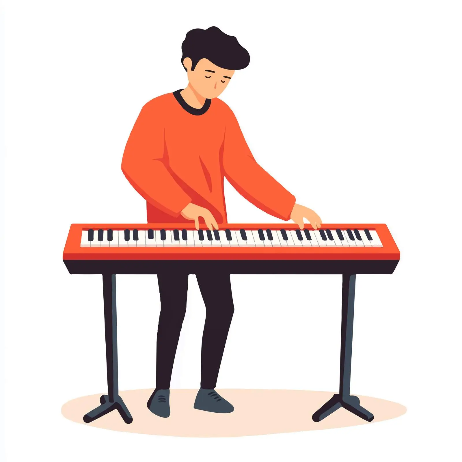 Young Man Playing Piano Keyboard Vector Illustration — free download from Dotvec