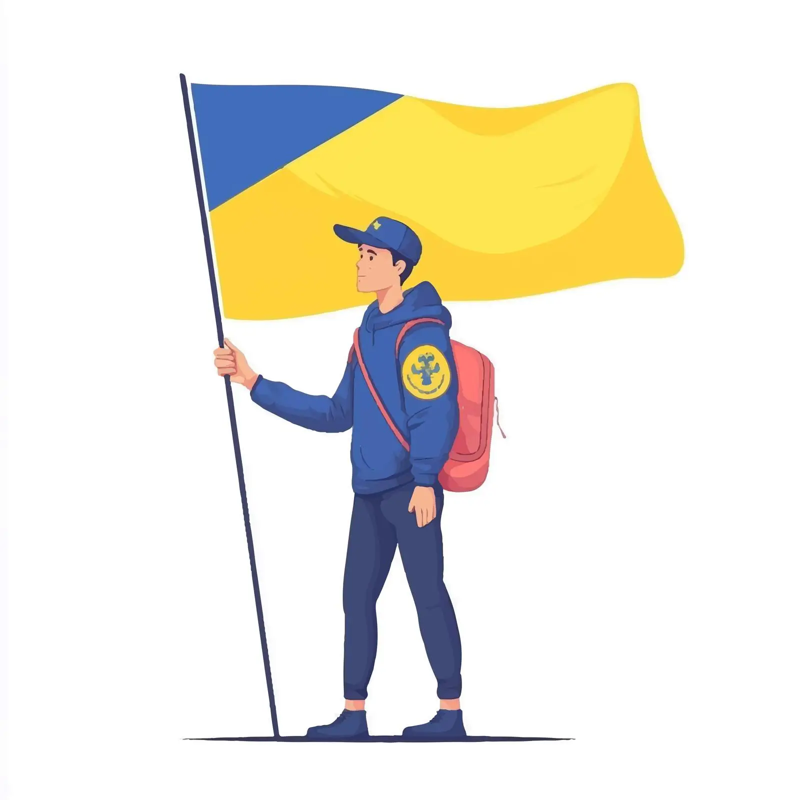 Young Man with Ukrainian Flag and Stop War Sign — free download from Dotvec