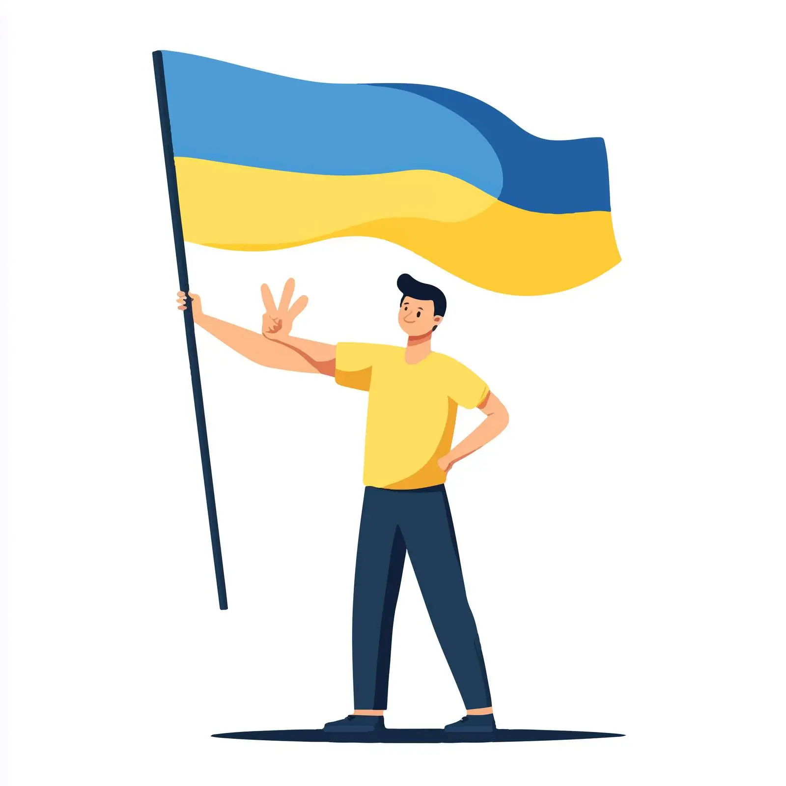Young Man with Ukrainian Flag and Stop War Sign — free download from Dotvec