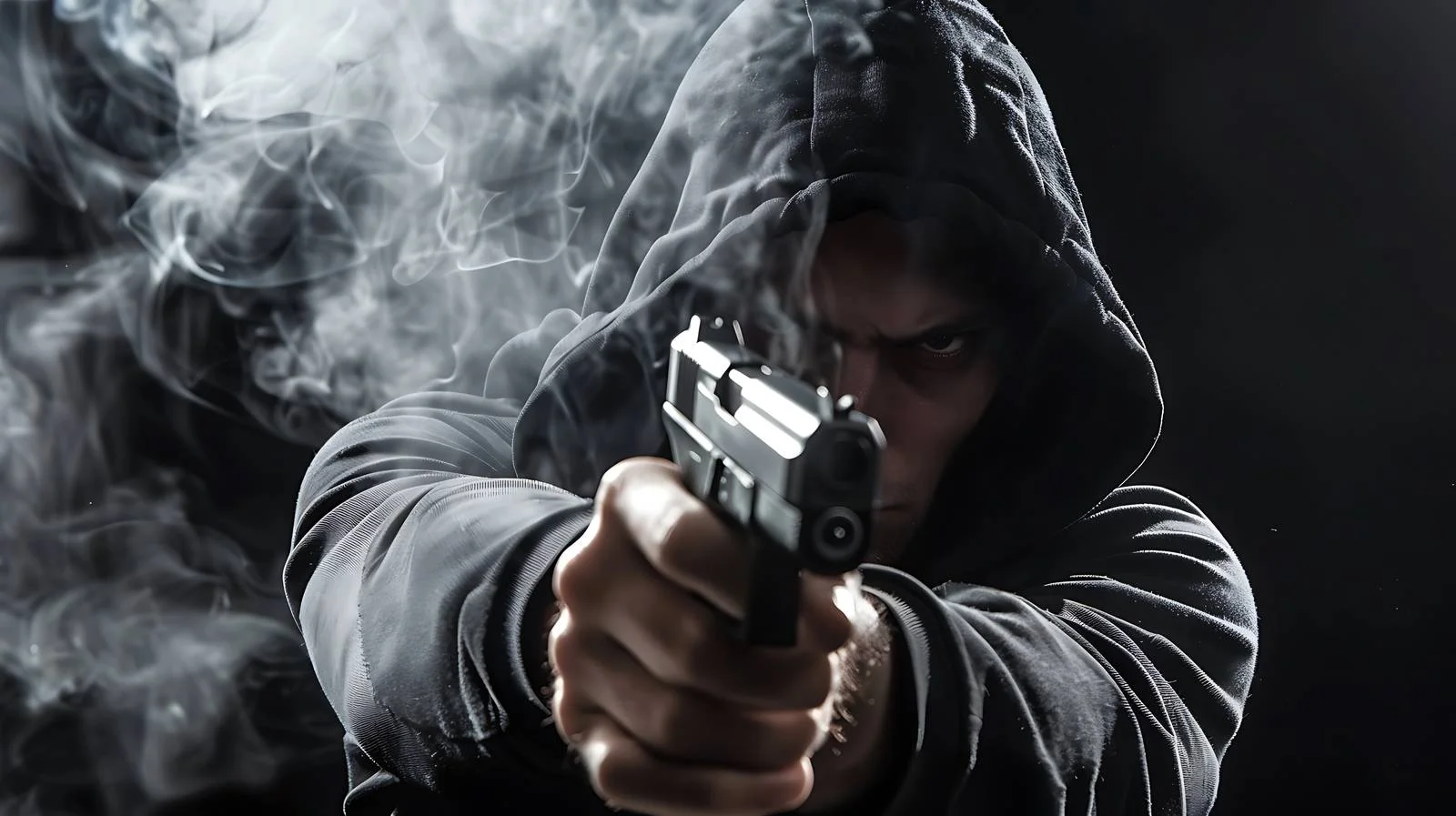 Youth in Black Hoodie with Pistol Outdoors — free download from Dotvec