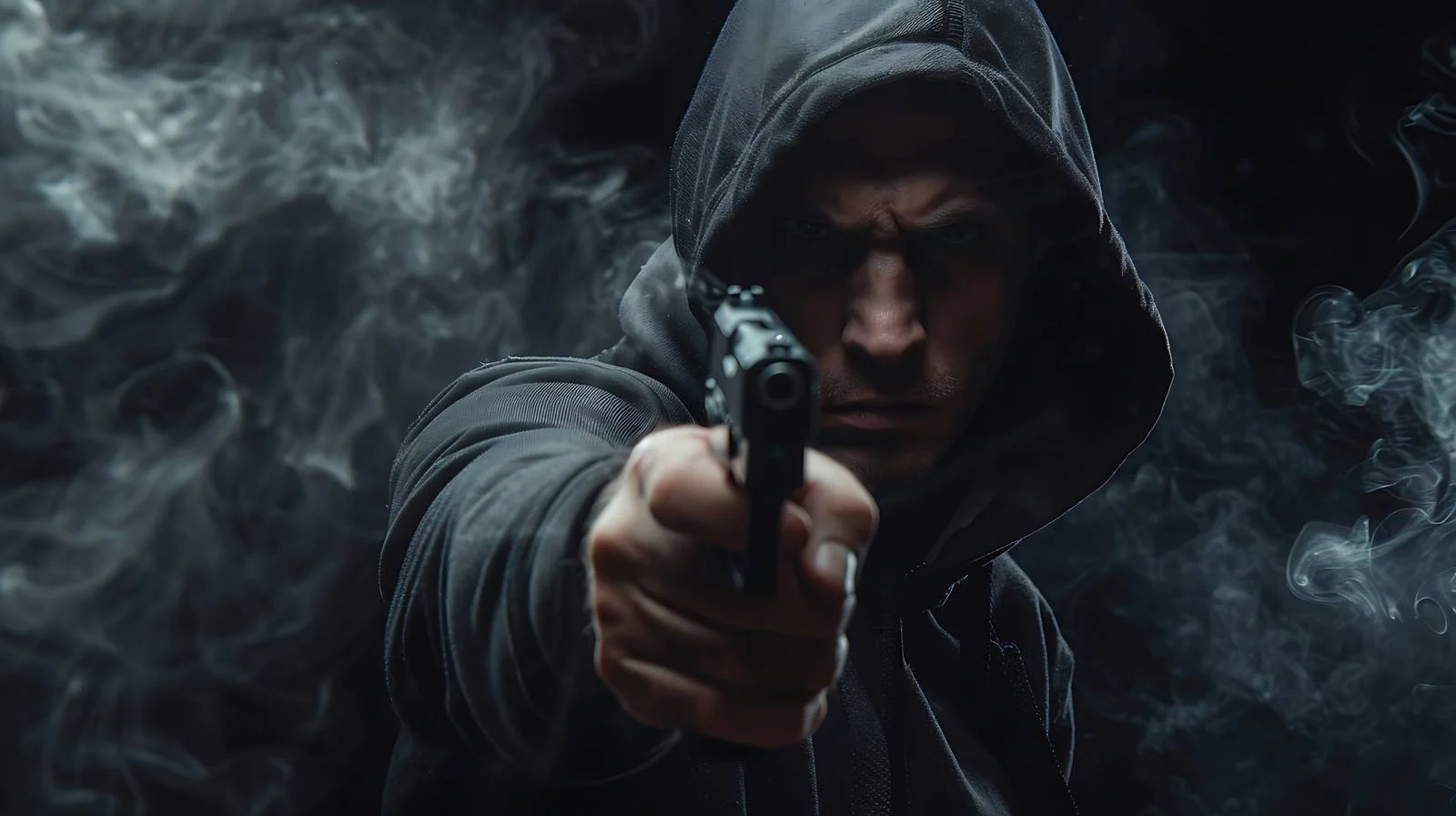 Armed youth in black hoodie poses — free download from Dotvec