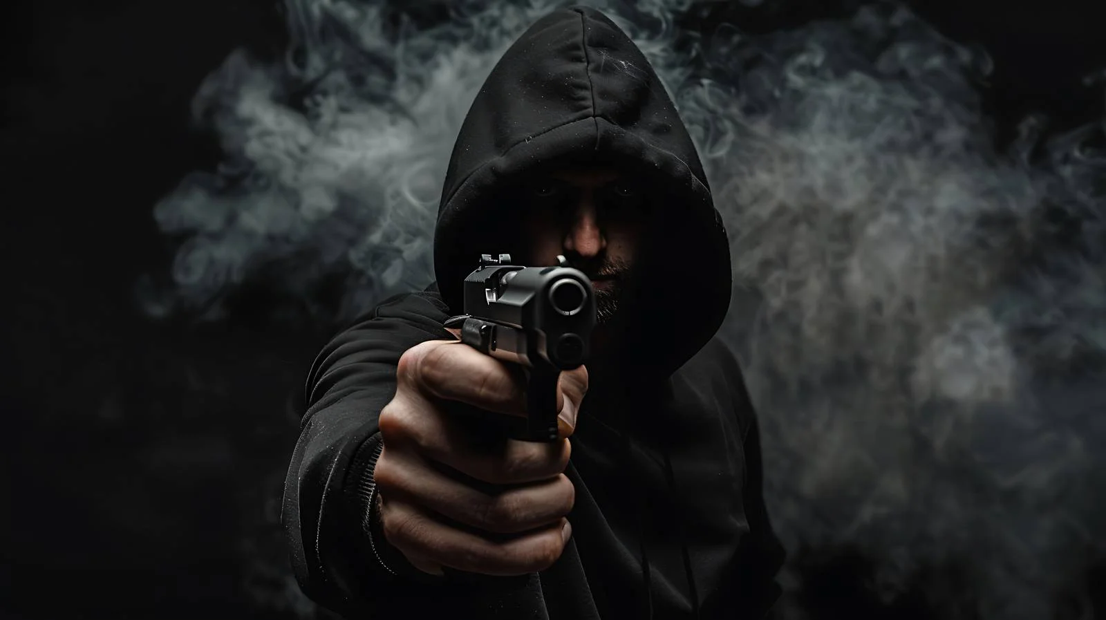Youth in Black Hoodie Brandishing Firearm — free download from Dotvec