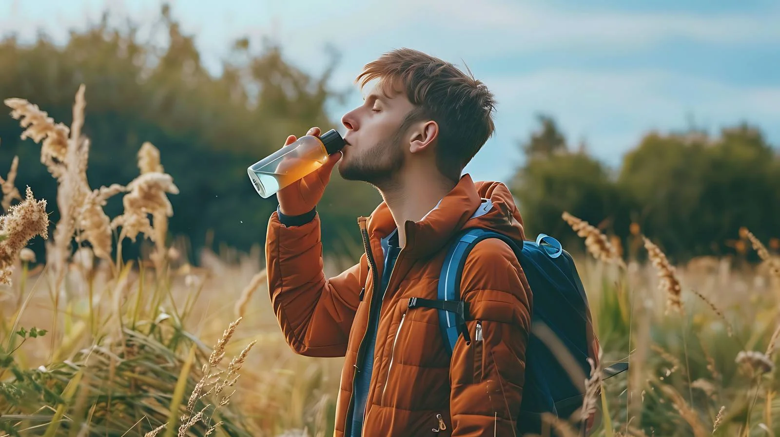 Man using inhaler in natural environment — free download from Dotvec