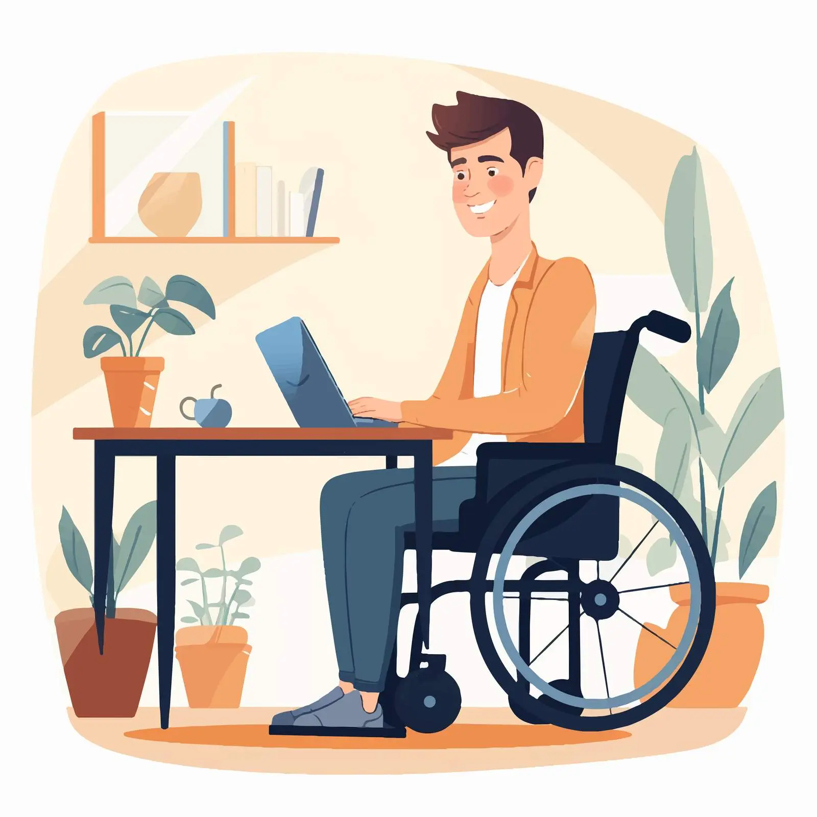Young Man in Wheelchair Working in Office Vector — free download from Dotvec