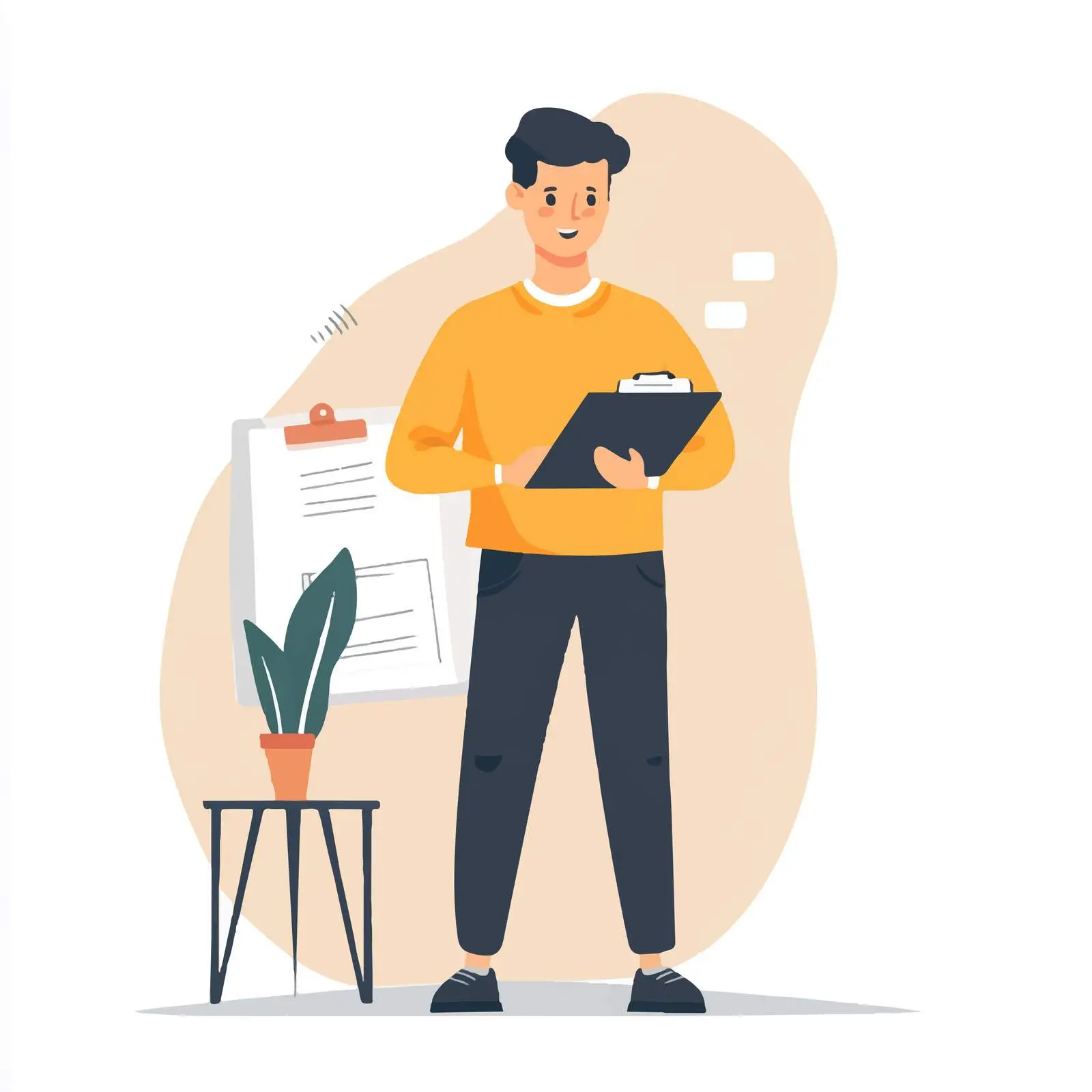 Young Journalist Interviewing with Clipboard — free download from Dotvec