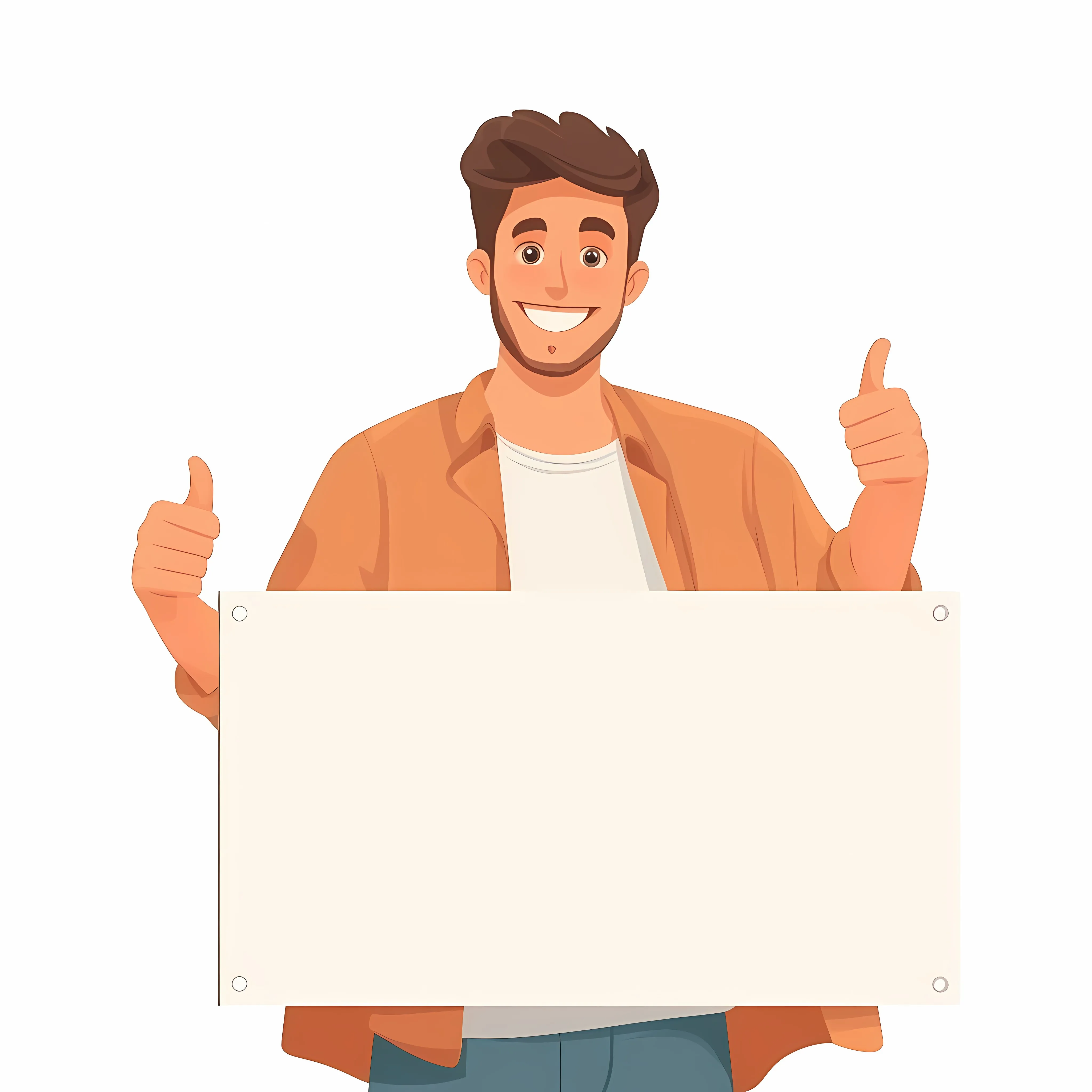 Young Man Pointing at Blank Banner — free download from Dotvec