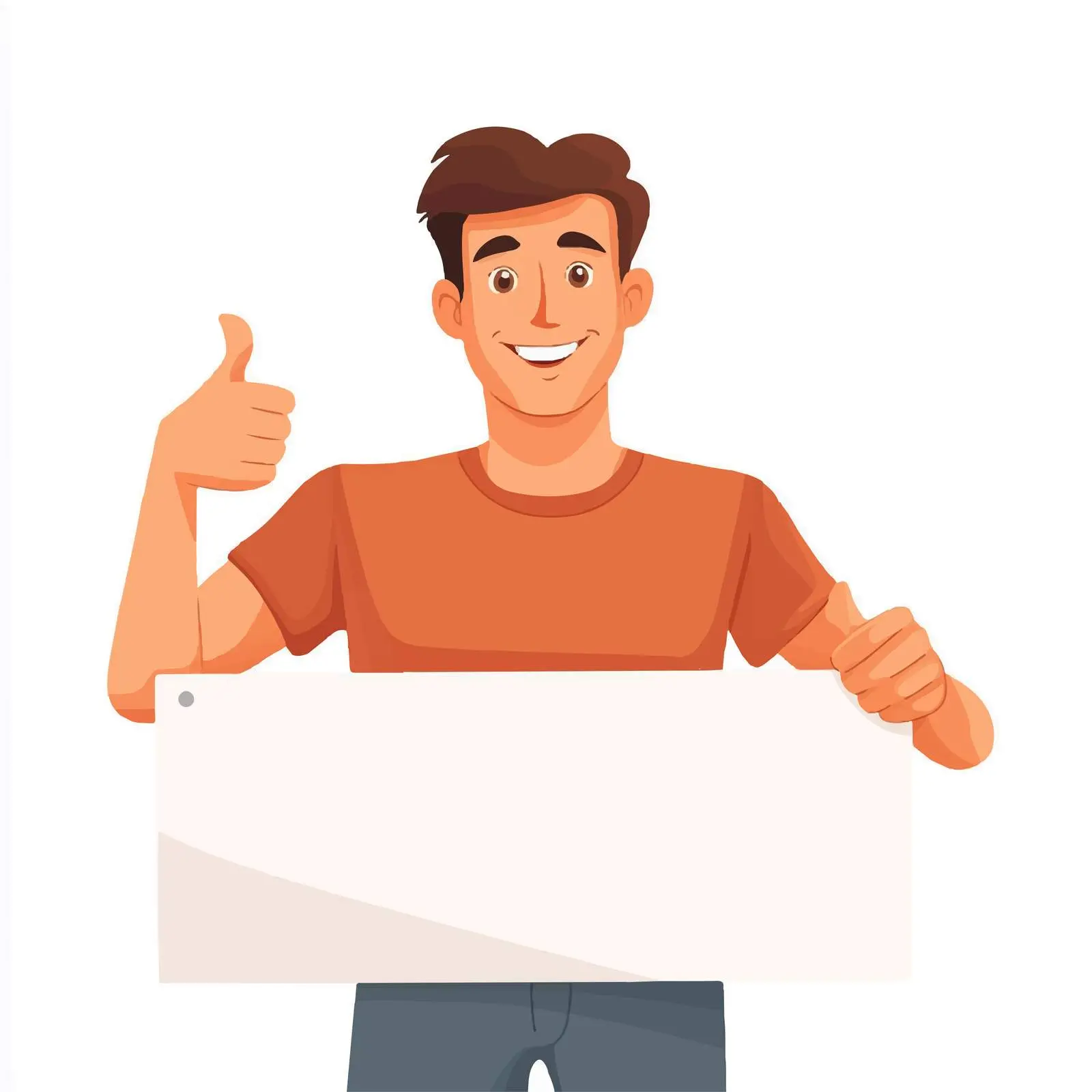 Young Man Pointing Behind White Banner — free download from Dotvec