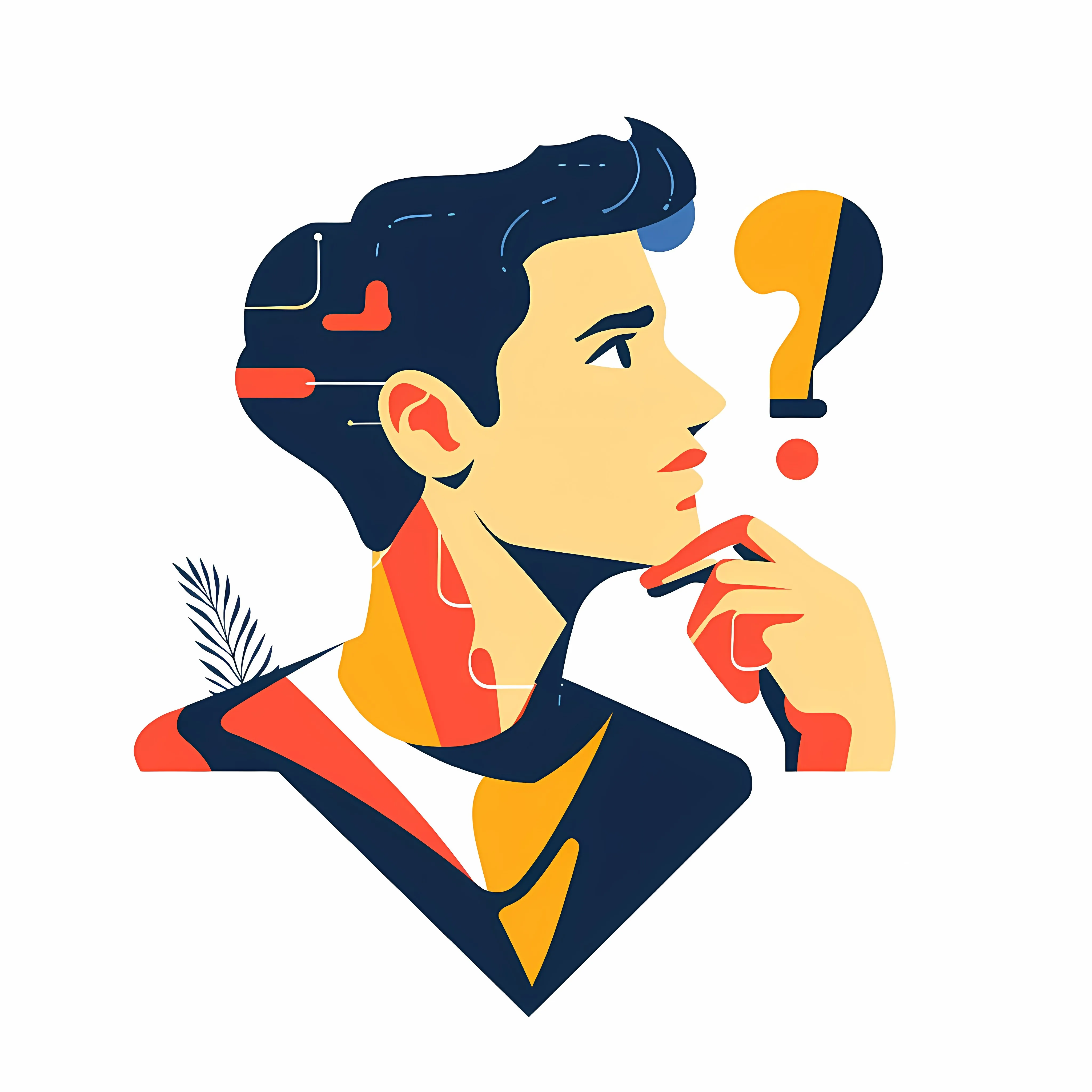 Thoughtful Young Man with Question Mark Illustration — free download from Dotvec