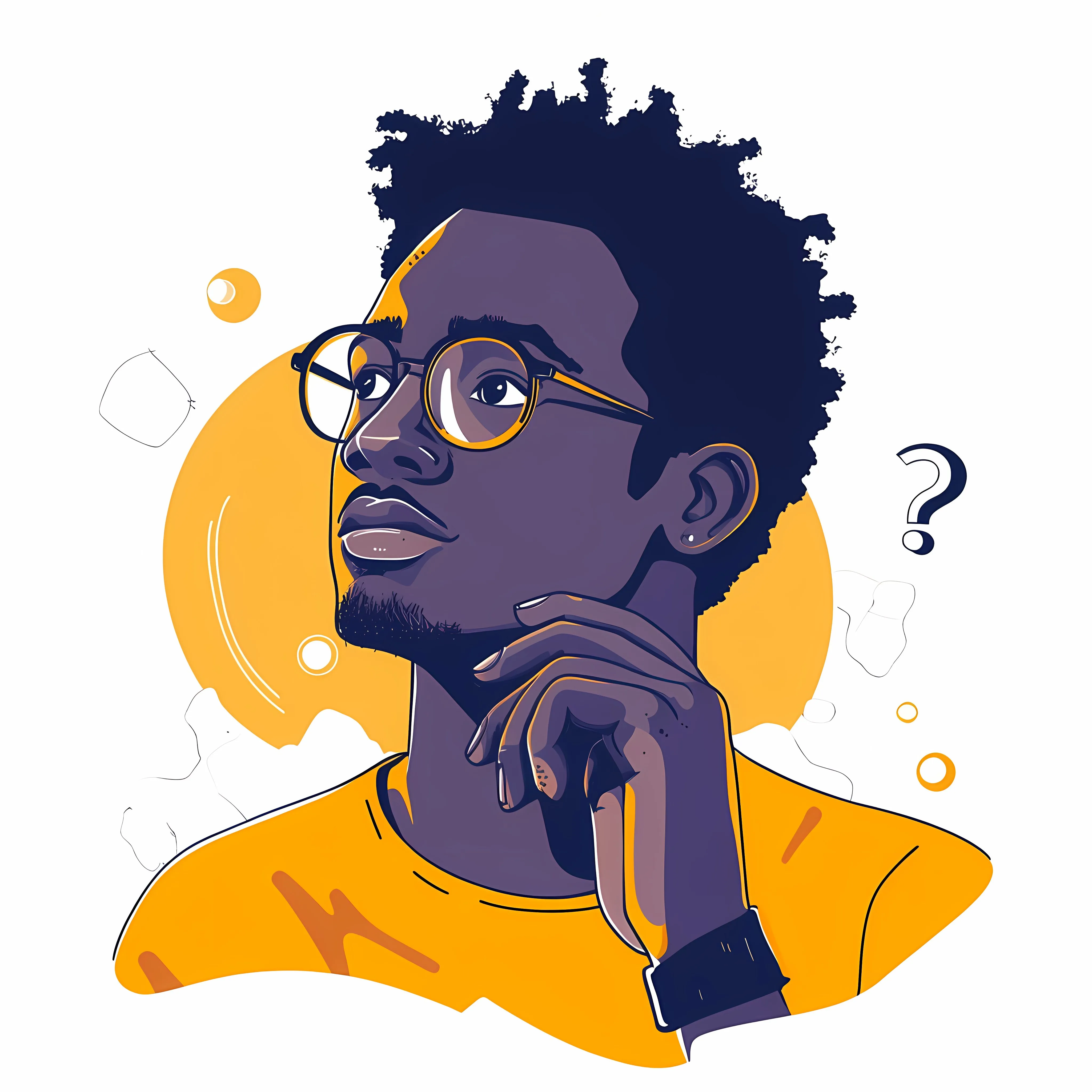 Young Man Thinking with Question Mark Vector — free download from Dotvec