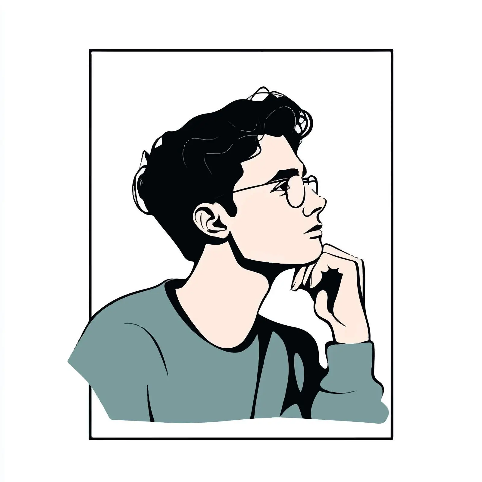 Thoughtful Young Man Flat Vector Illustration — free download from Dotvec