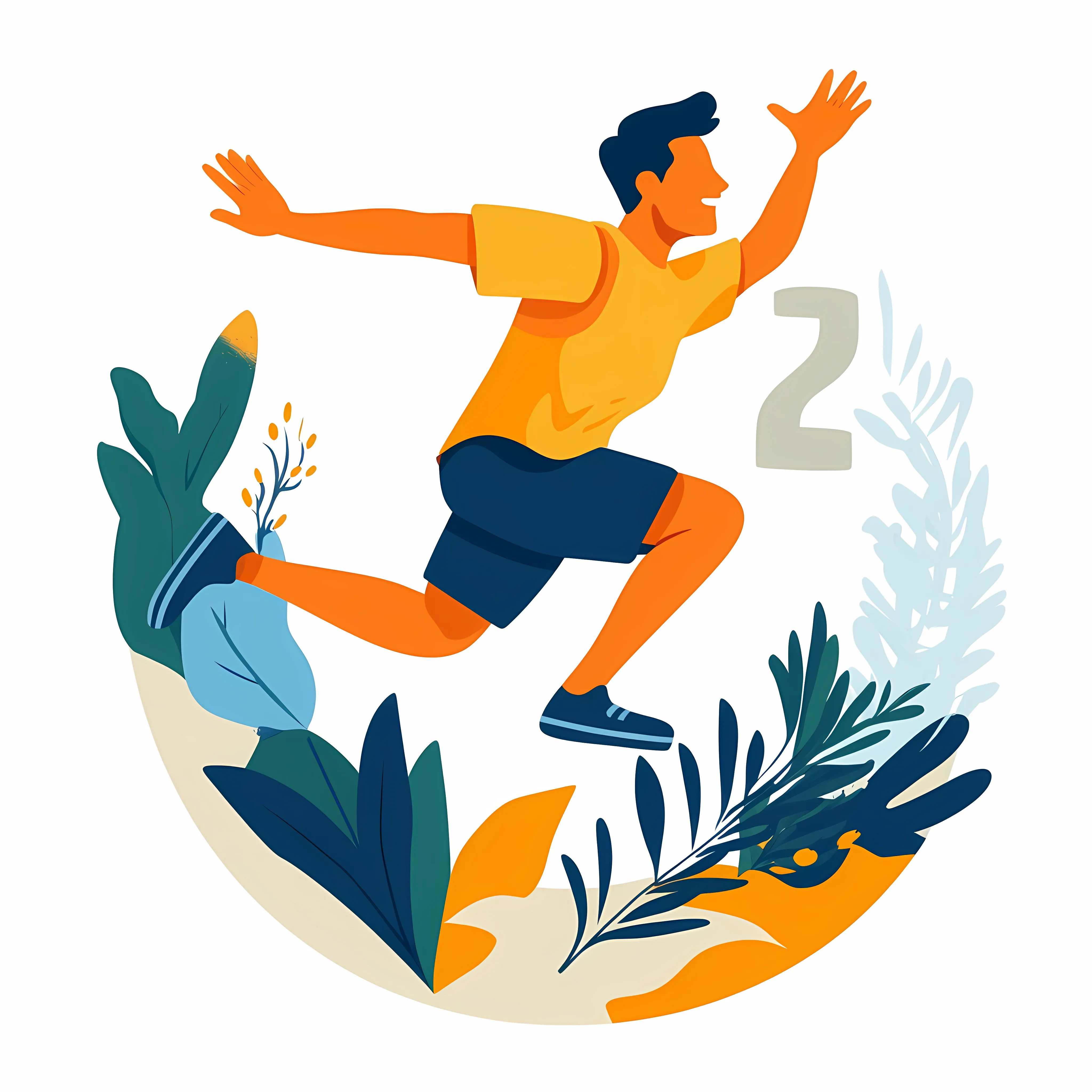 Young Man Jumping Between Years Vector Illustration — free download from Dotvec
