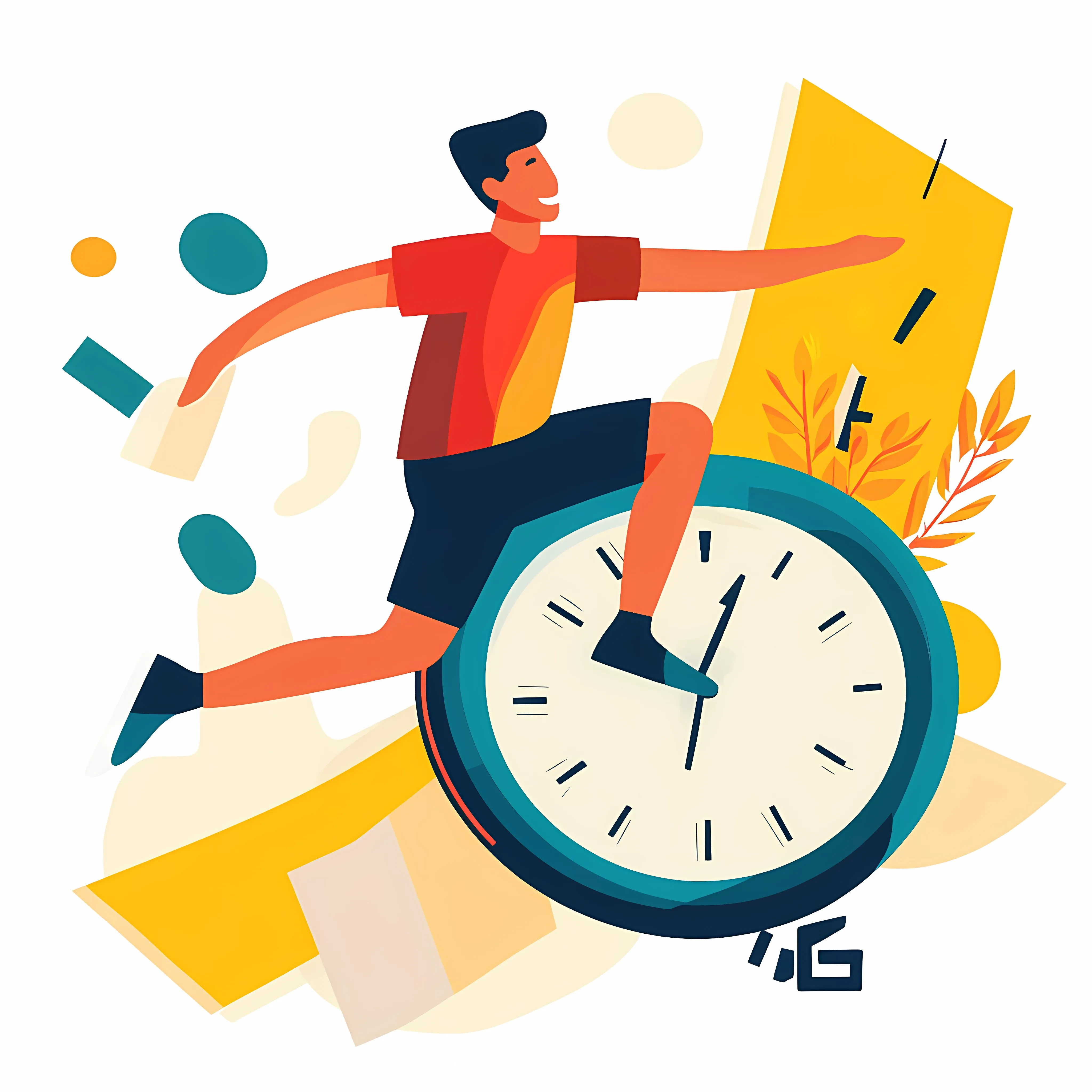 Young Man Jumping Through Time Vector Illustration — free download from Dotvec