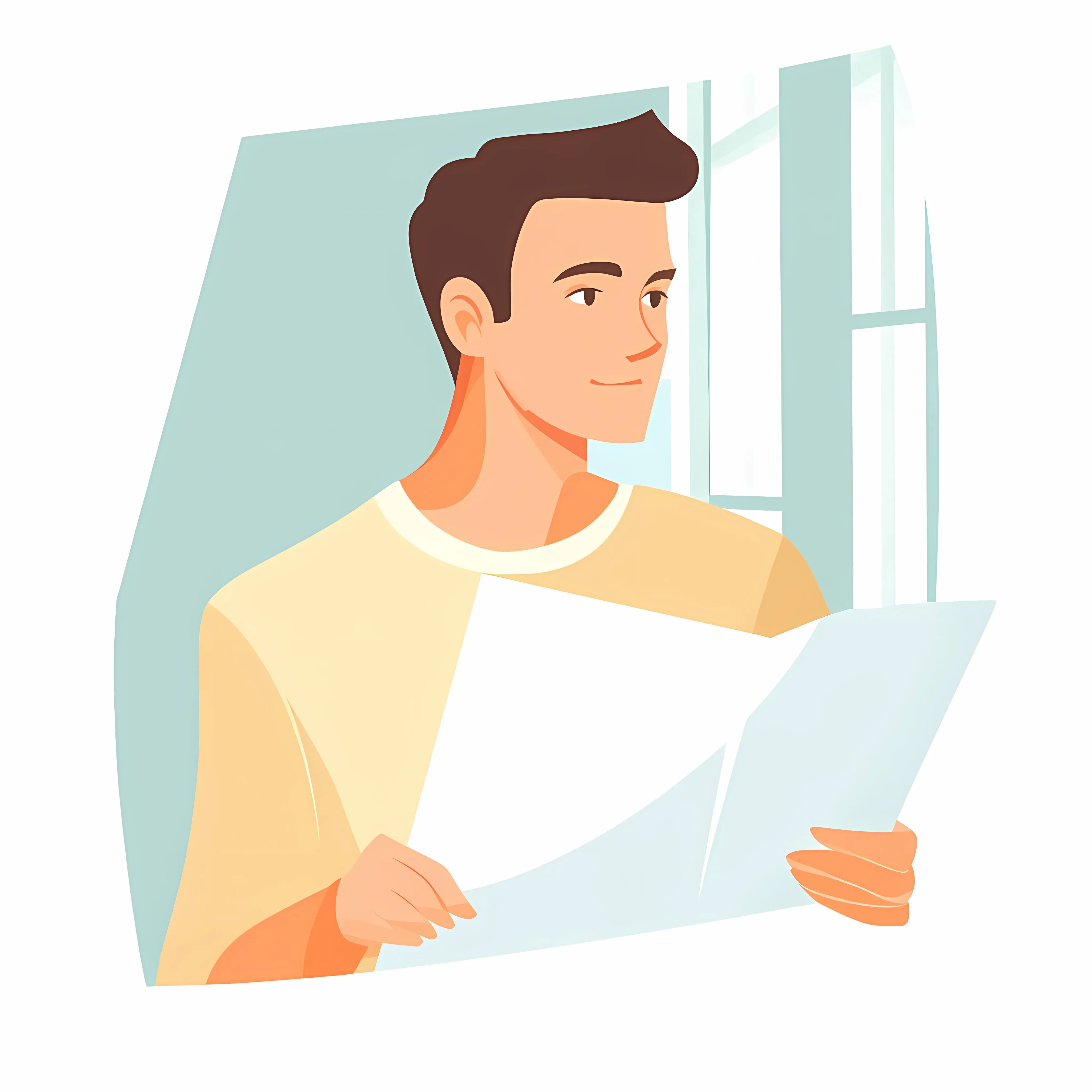 Young Man Reviewing Paper Documents Vector Illustration — free download from Dotvec