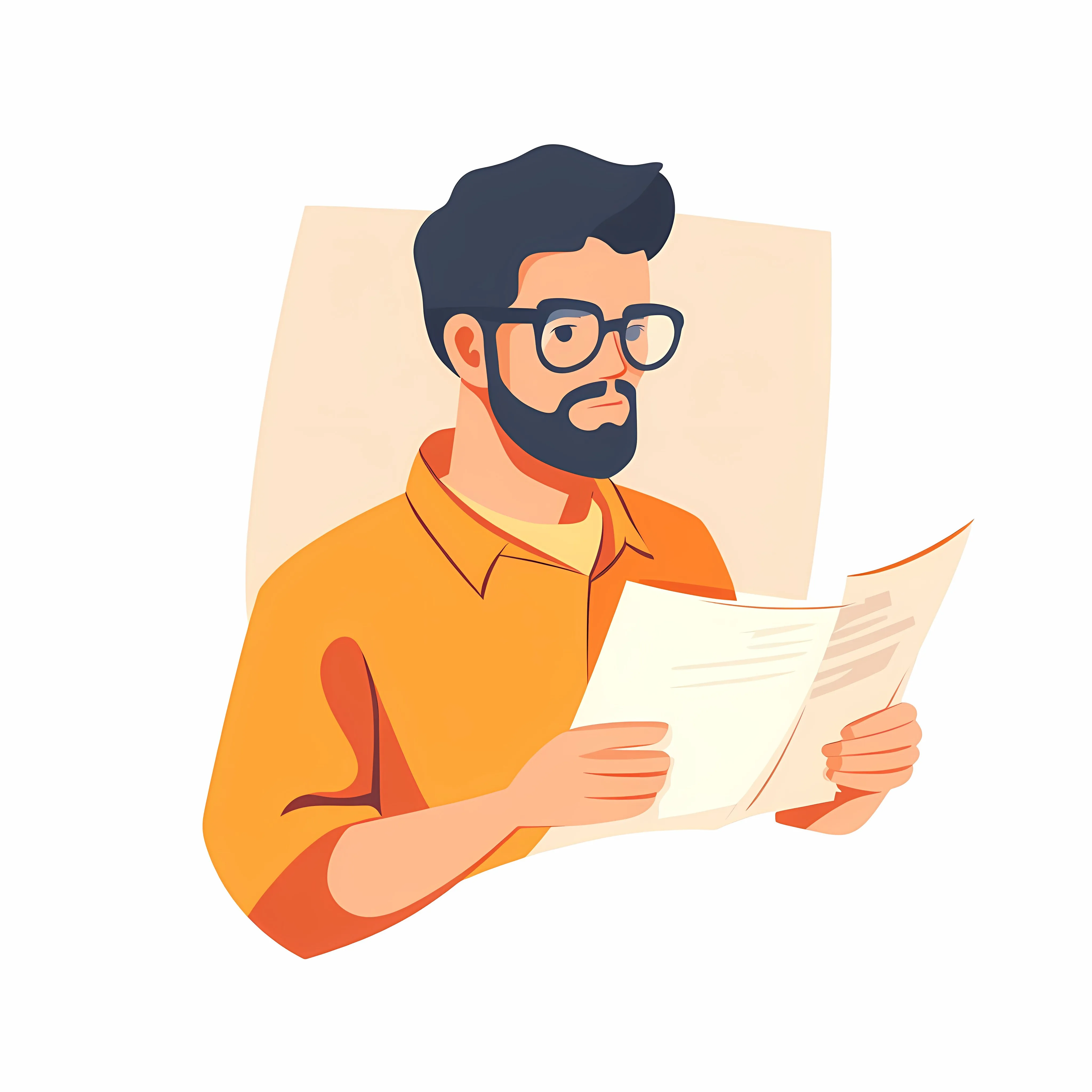 Young Man Reviewing Paper Documents Illustration — free download from Dotvec