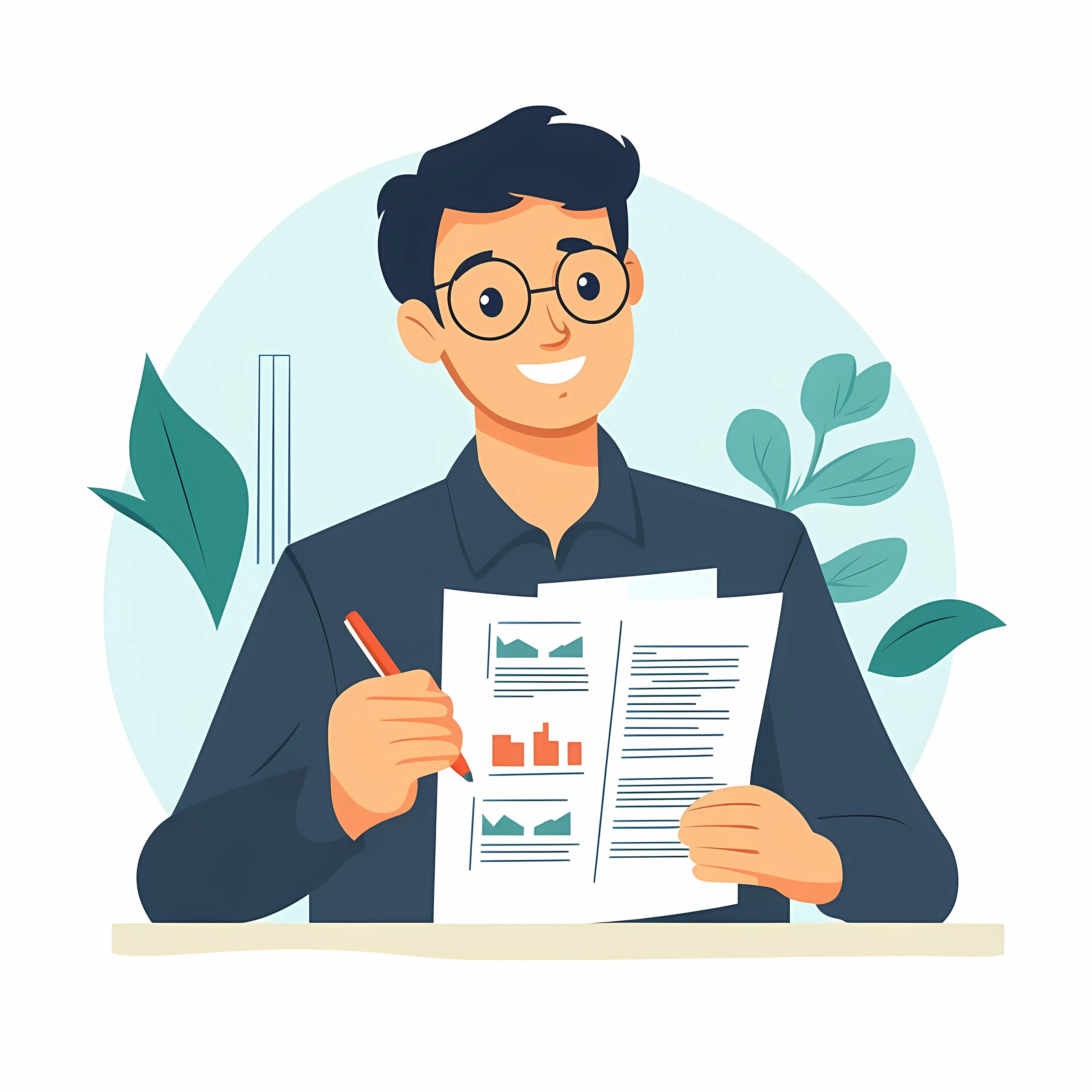 Satisfied Young Man Reviewing Documents — free download from Dotvec