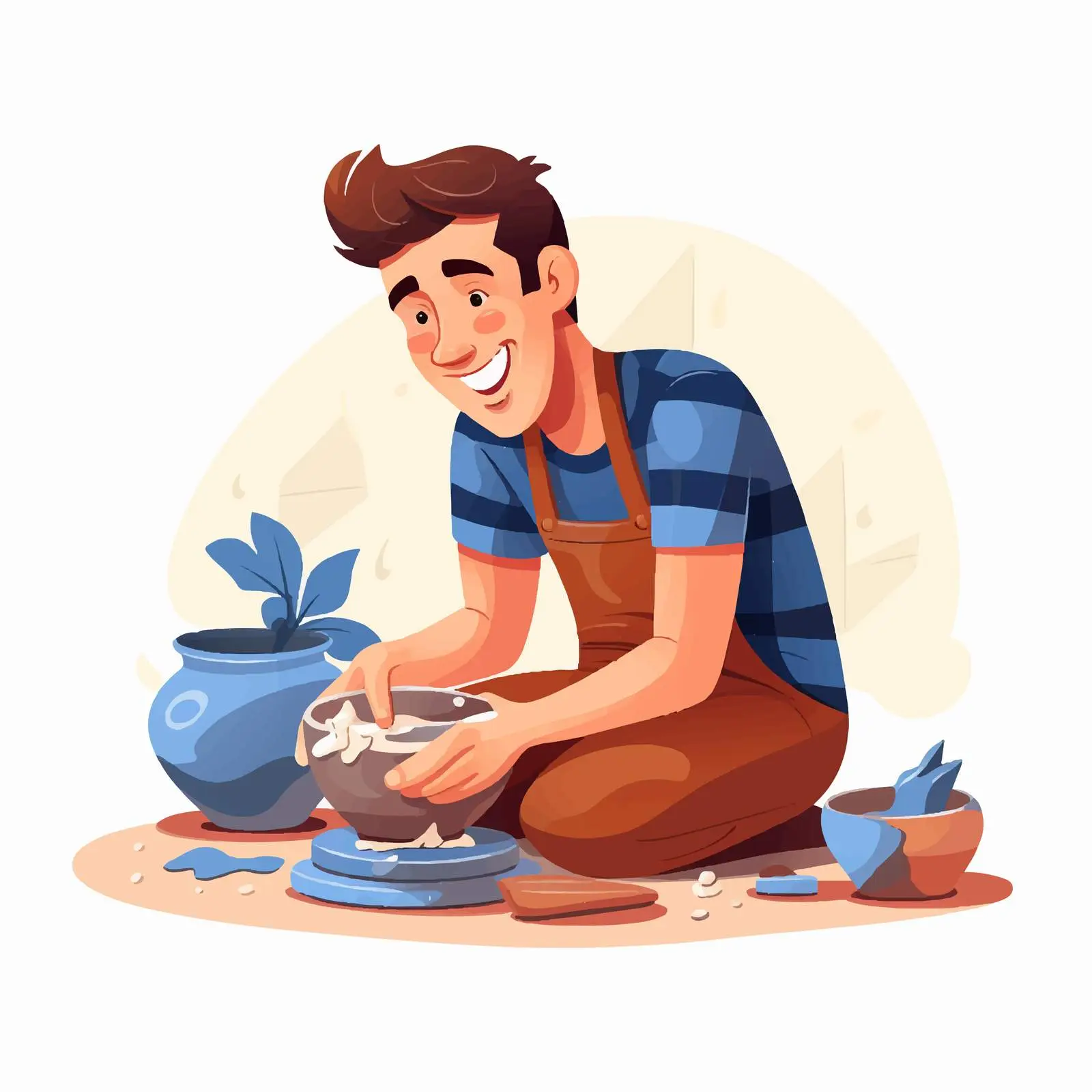 Young Man Crafting Clay Pots — free download from Dotvec