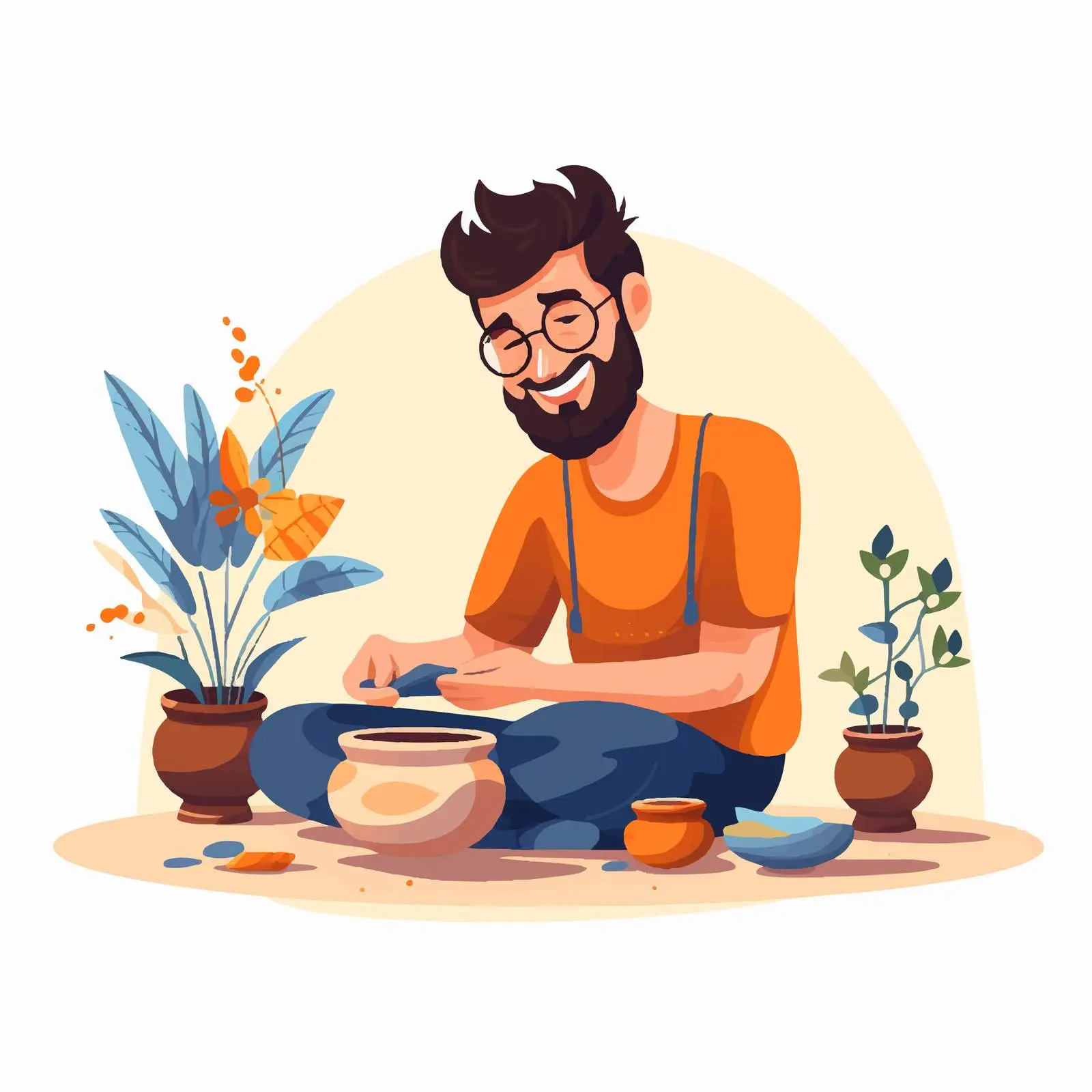 Young Man Working on Pottery with Clay — free download from Dotvec
