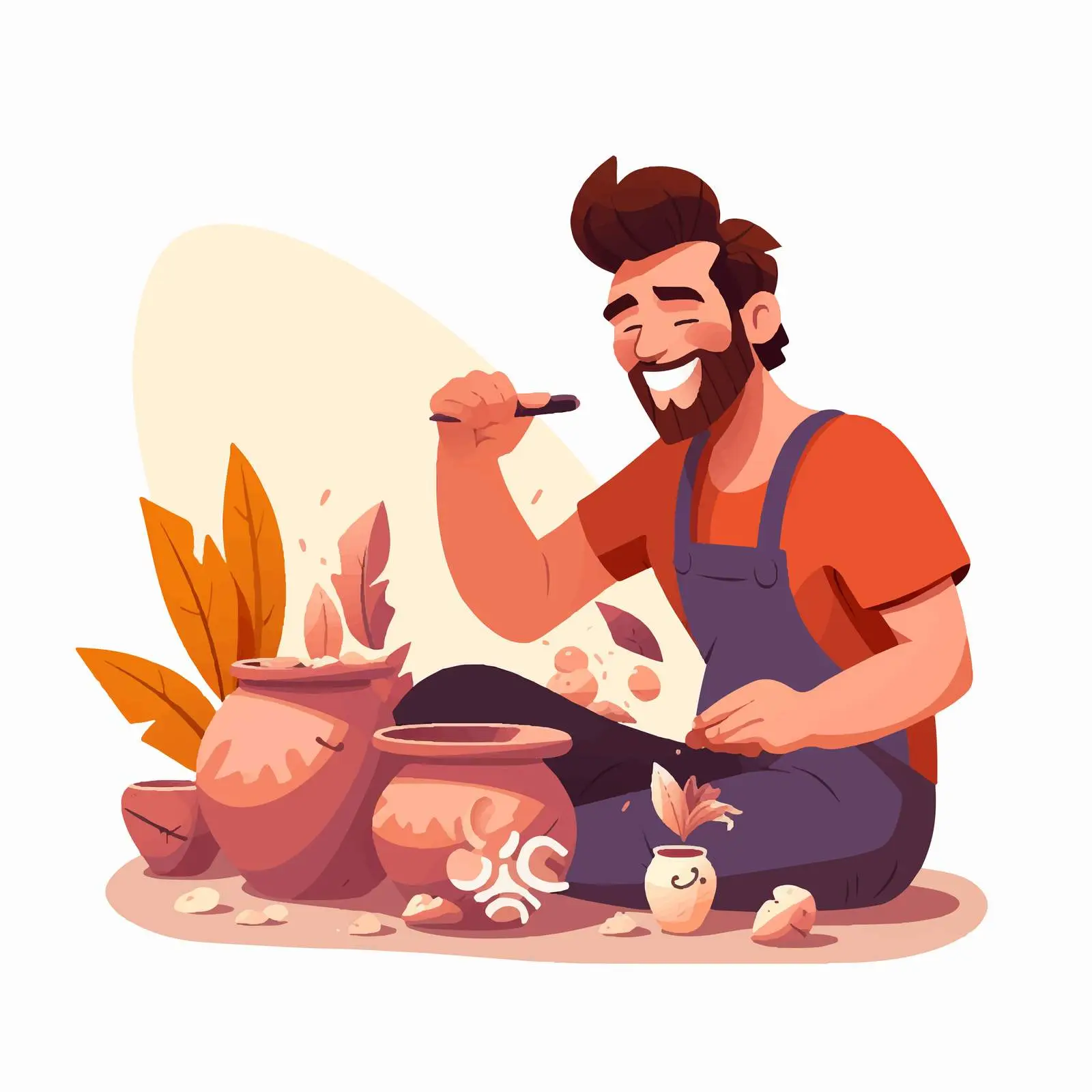 Young Man Crafting Clay Pots — free download from Dotvec