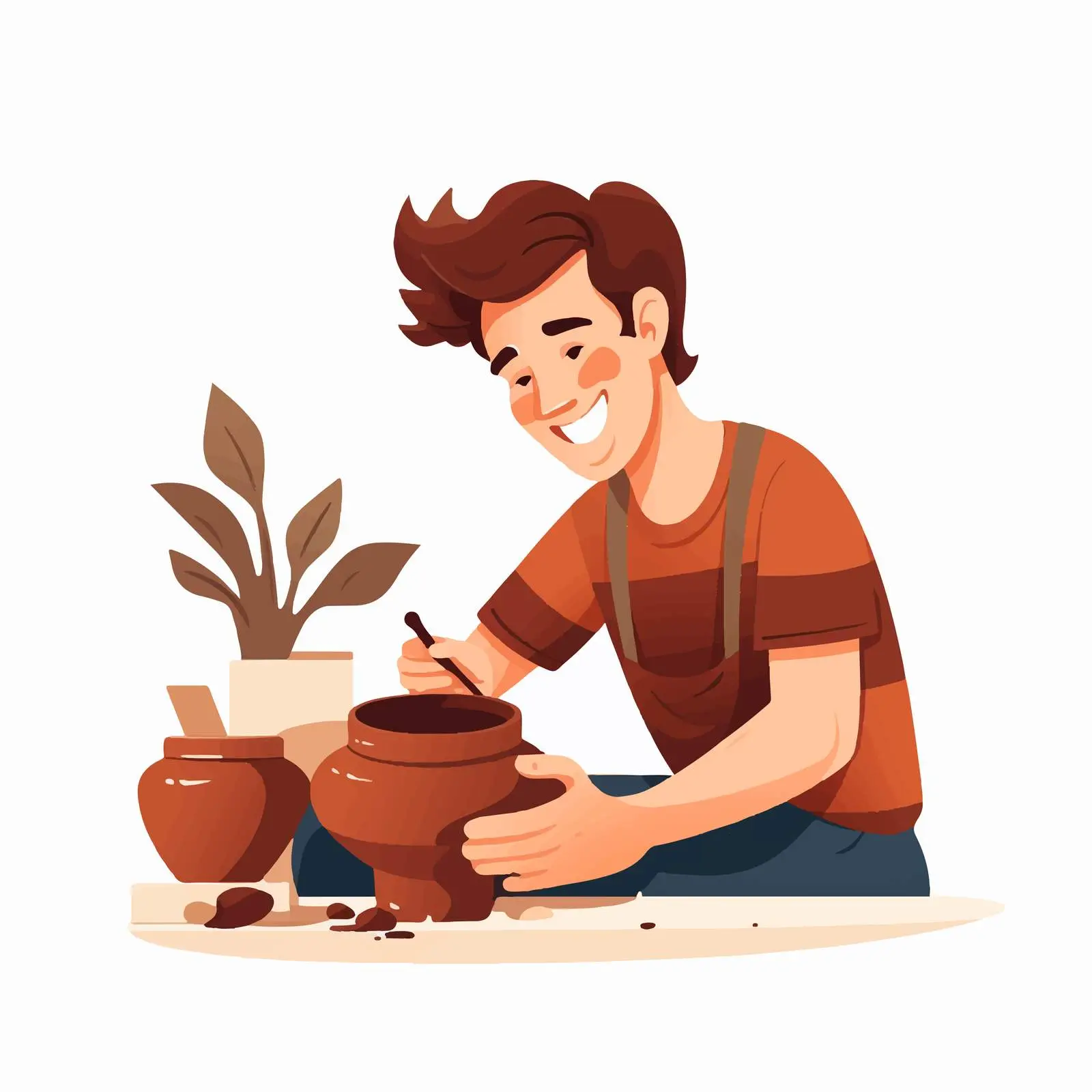 Young Man Crafting Clay Pots — free download from Dotvec