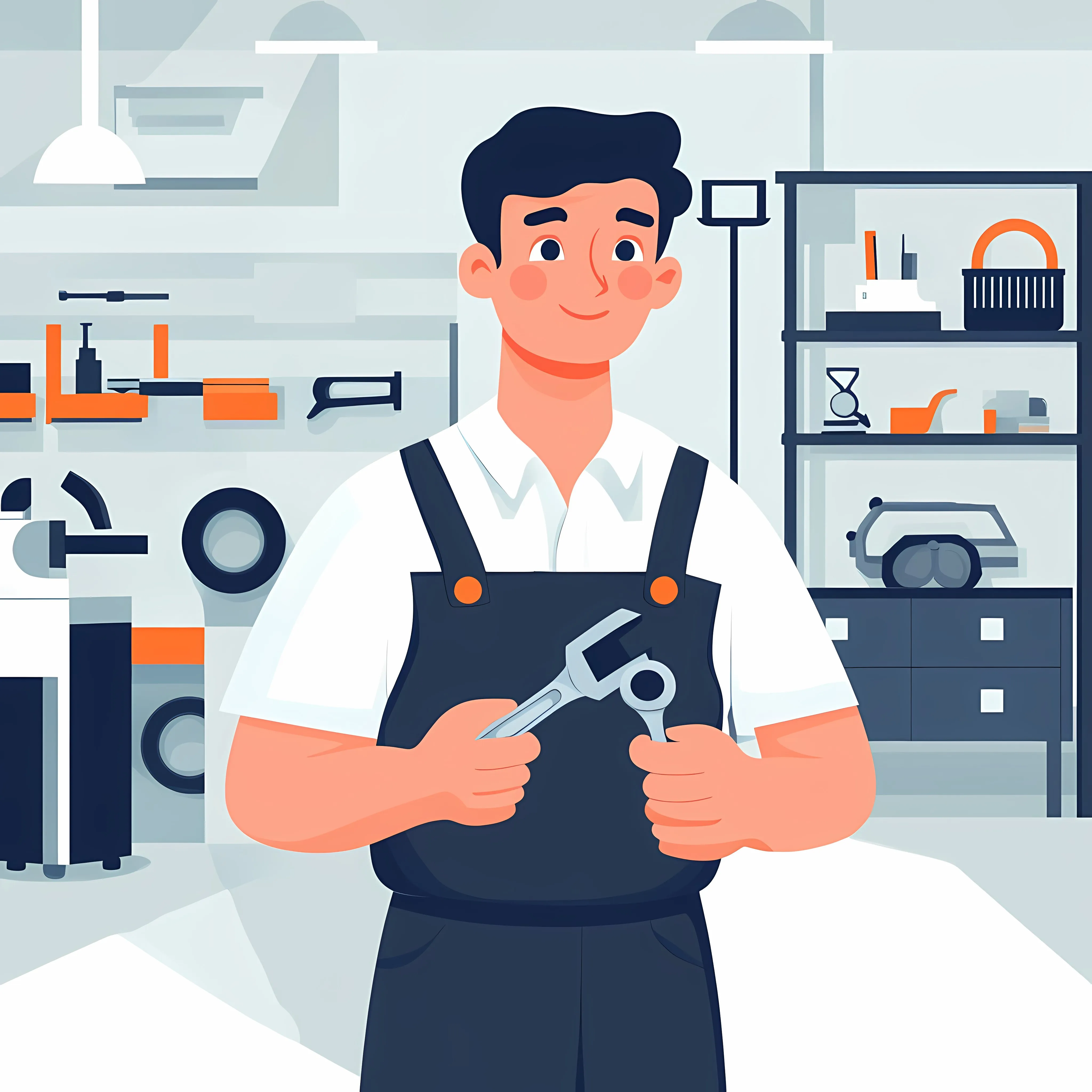 Mechanic Holding Wrench Set in Garage — free download from Dotvec