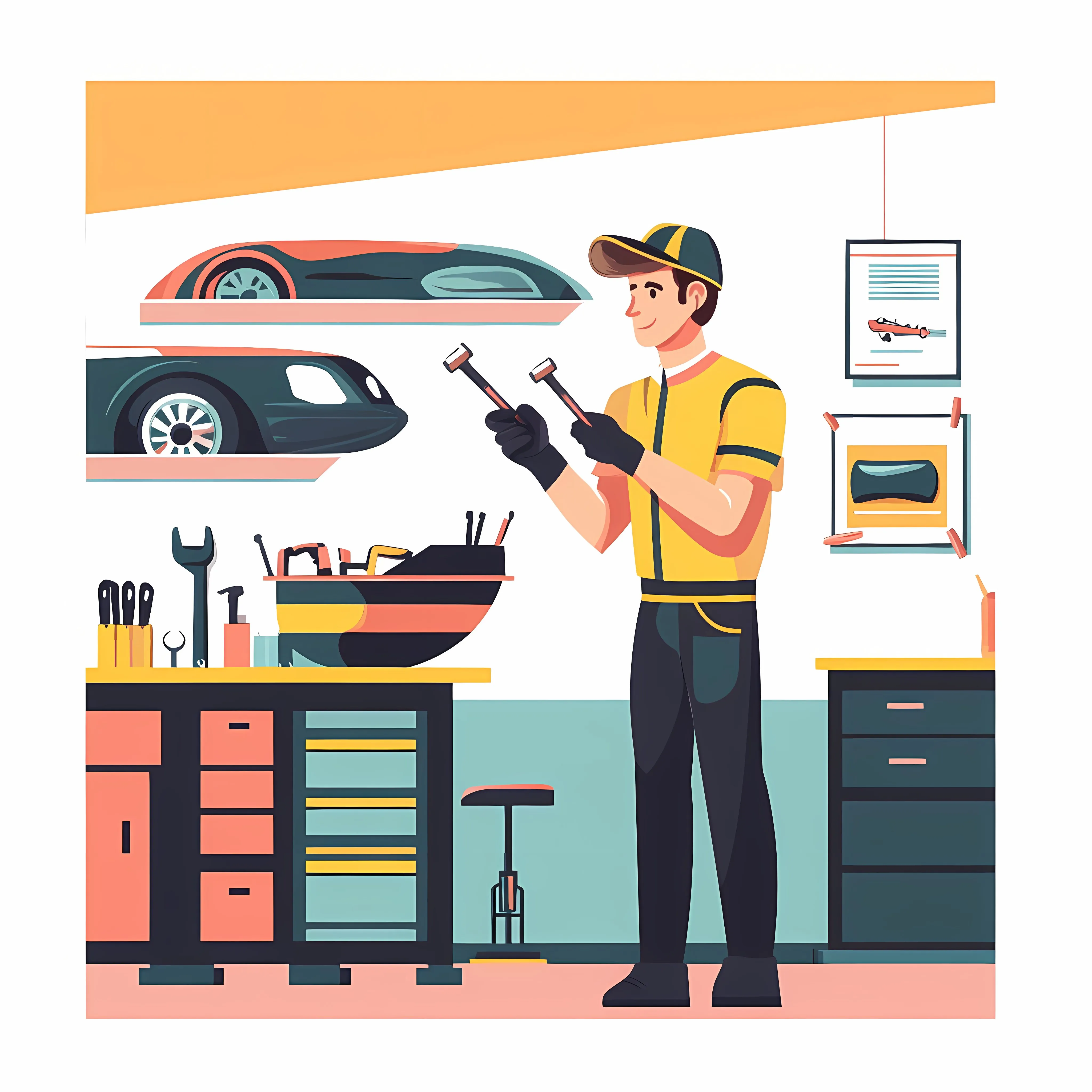 Young Mechanic with Wrench in Garage — free download from Dotvec