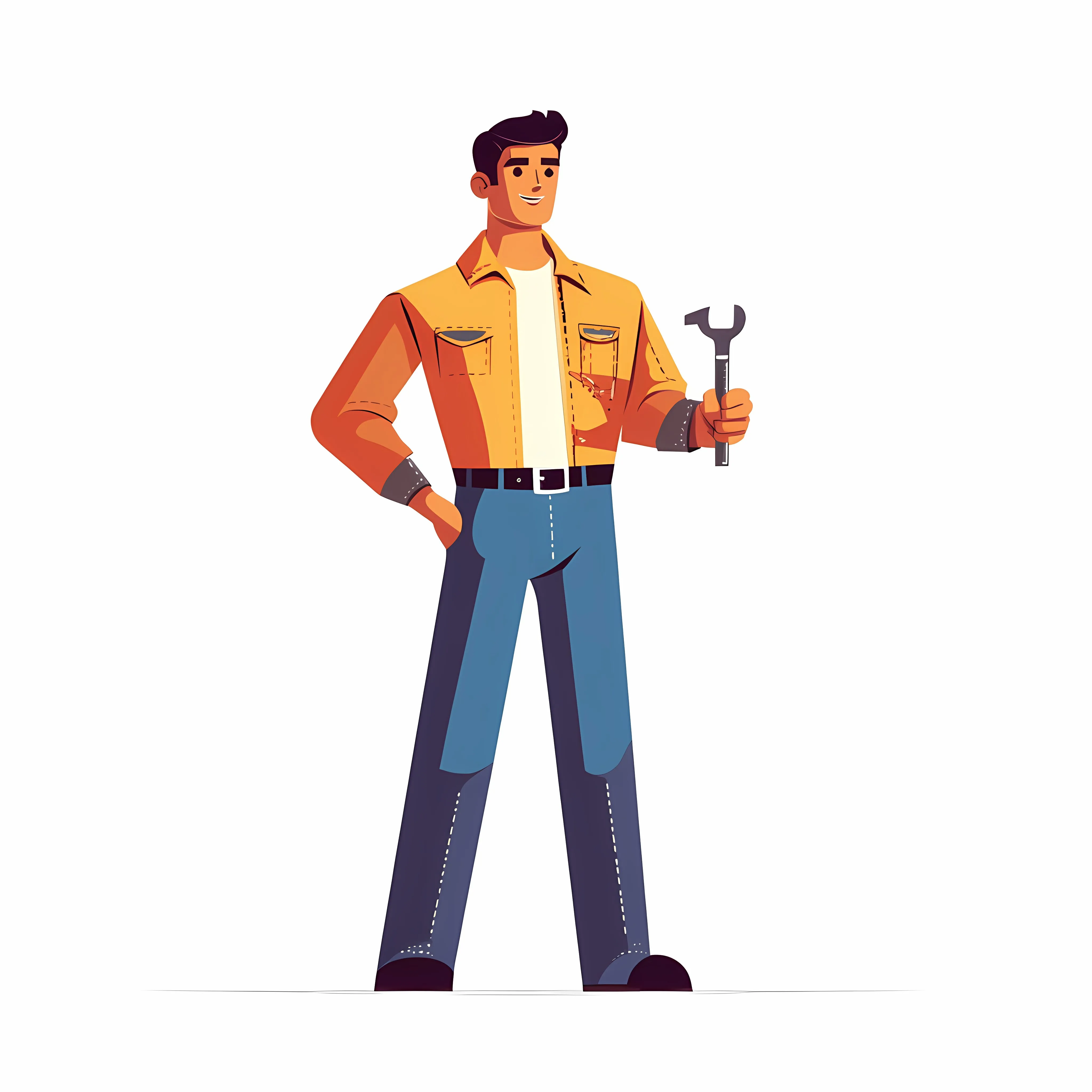 Young Mechanic Holding Wrench Vector Image — free download from Dotvec