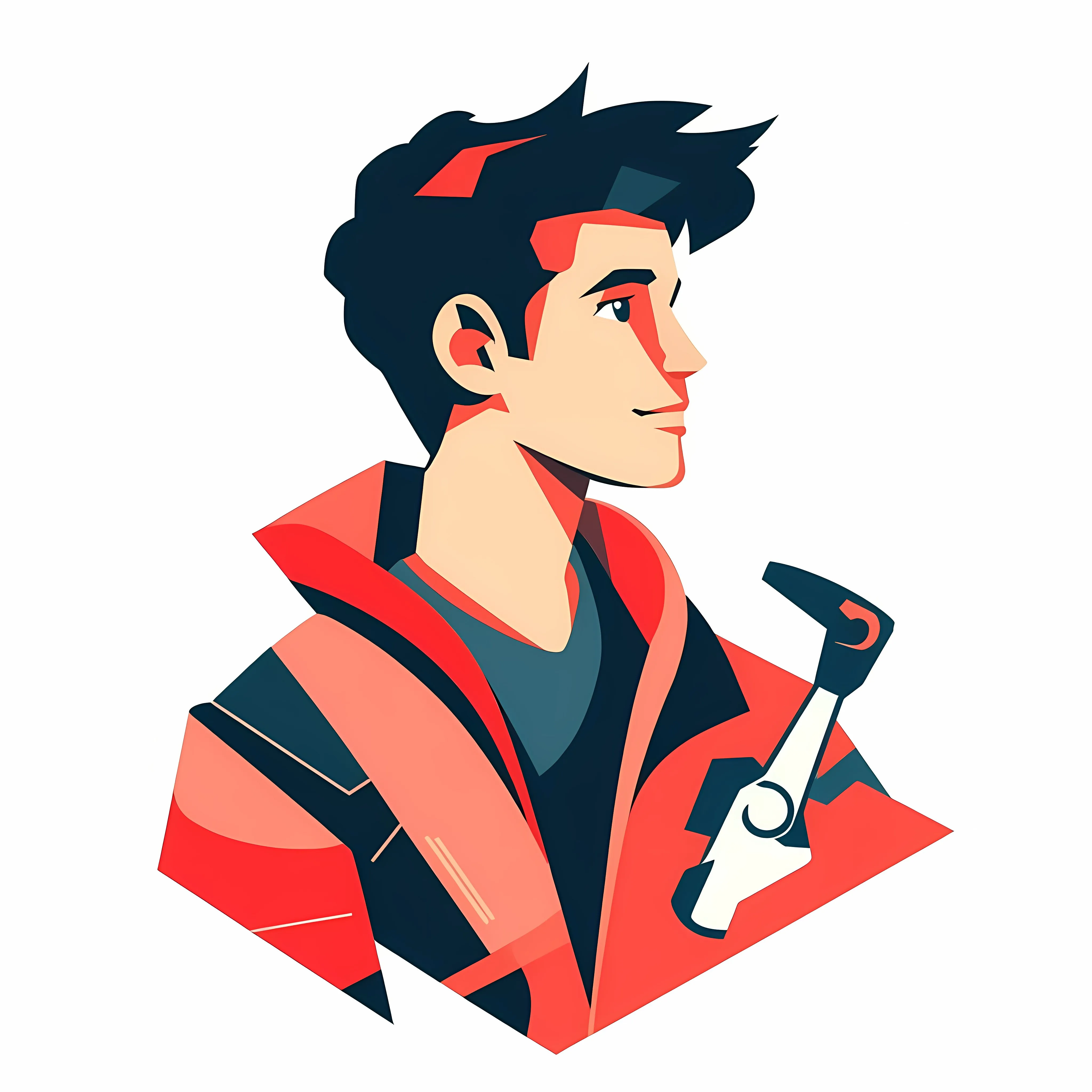 Young Mechanic with Wrench in Flat Vector Design — free download from Dotvec
