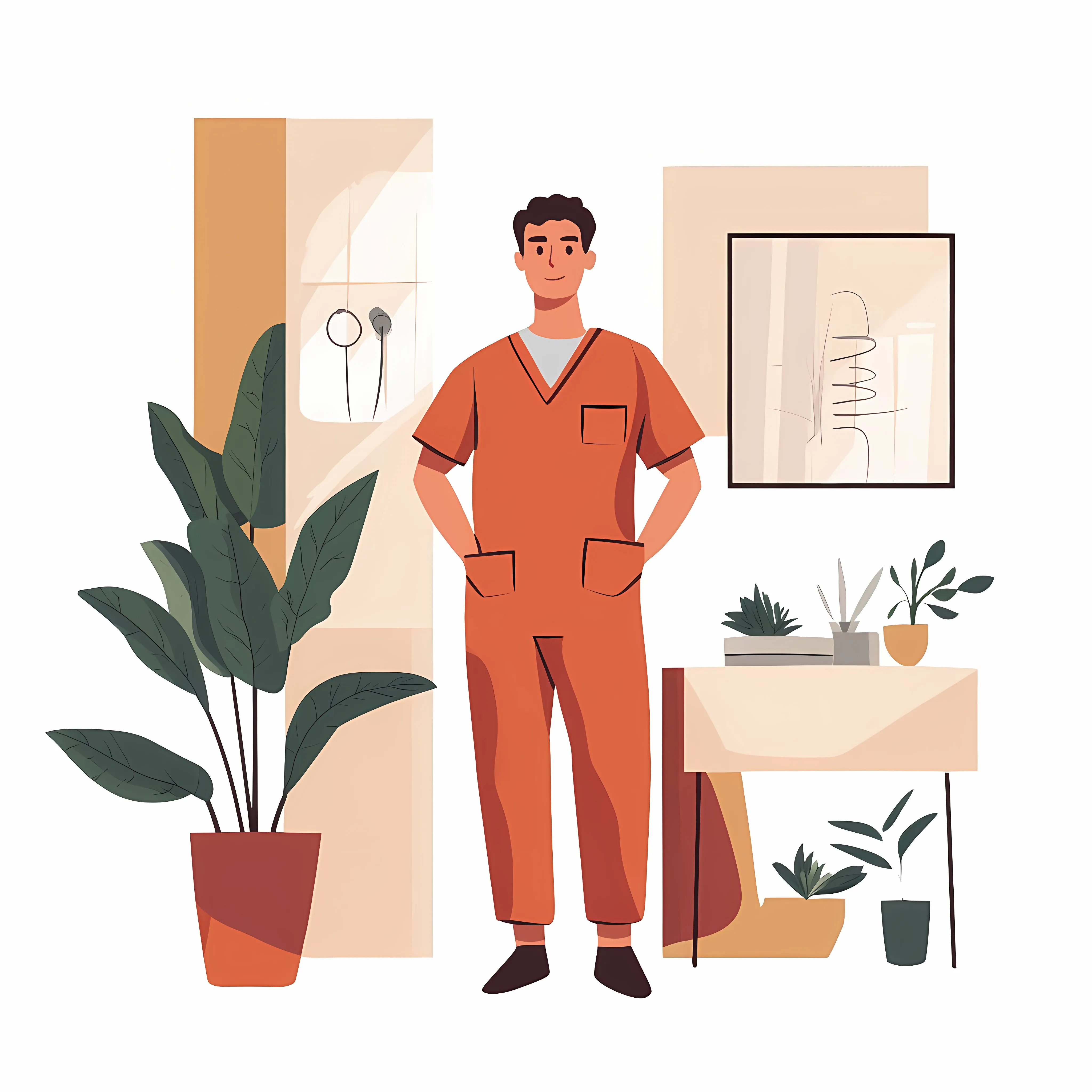 Young Man Nurse in Scrubs Vector Illustration — free download from Dotvec
