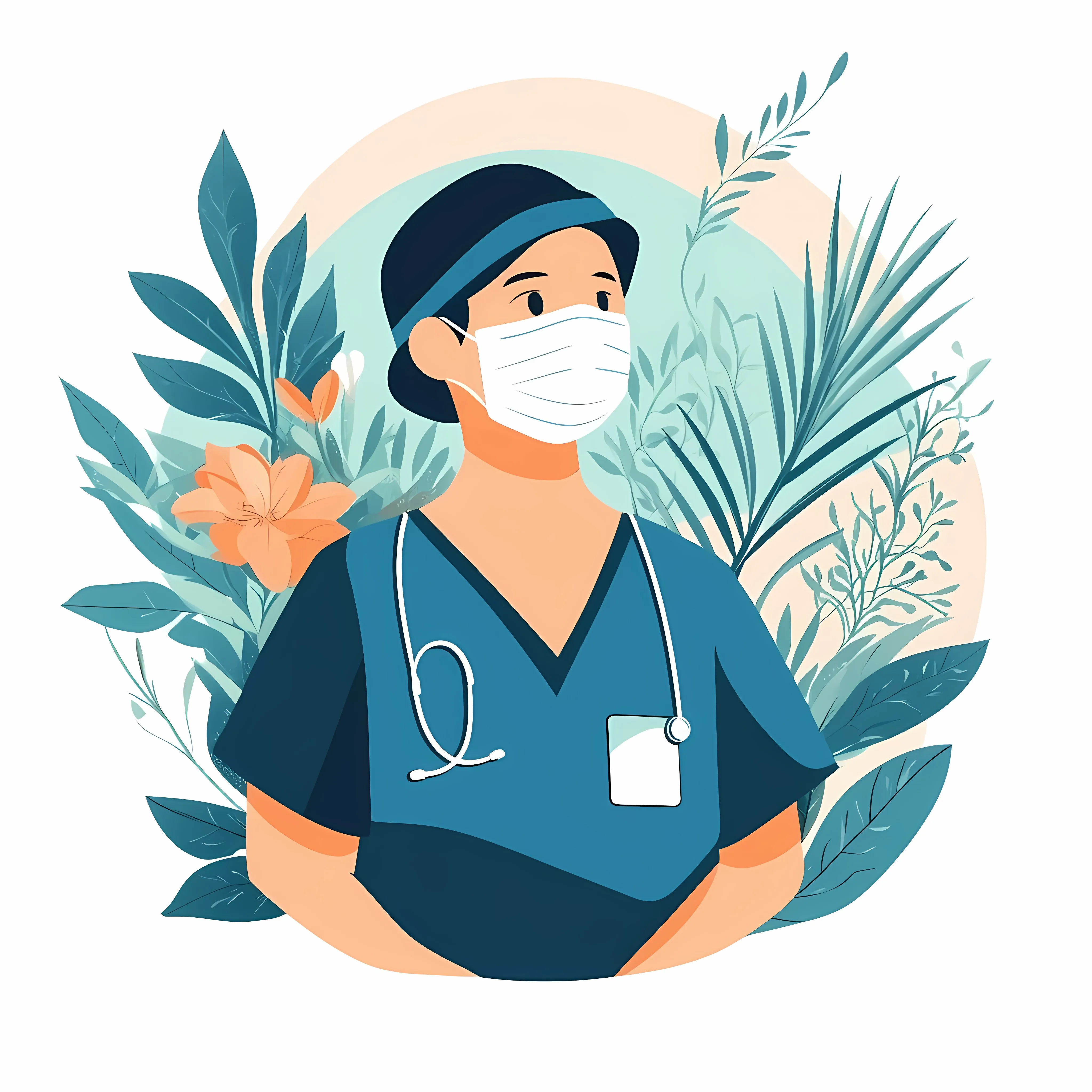 Young Man Nurse in Scrubs Vector Illustration — free download from Dotvec