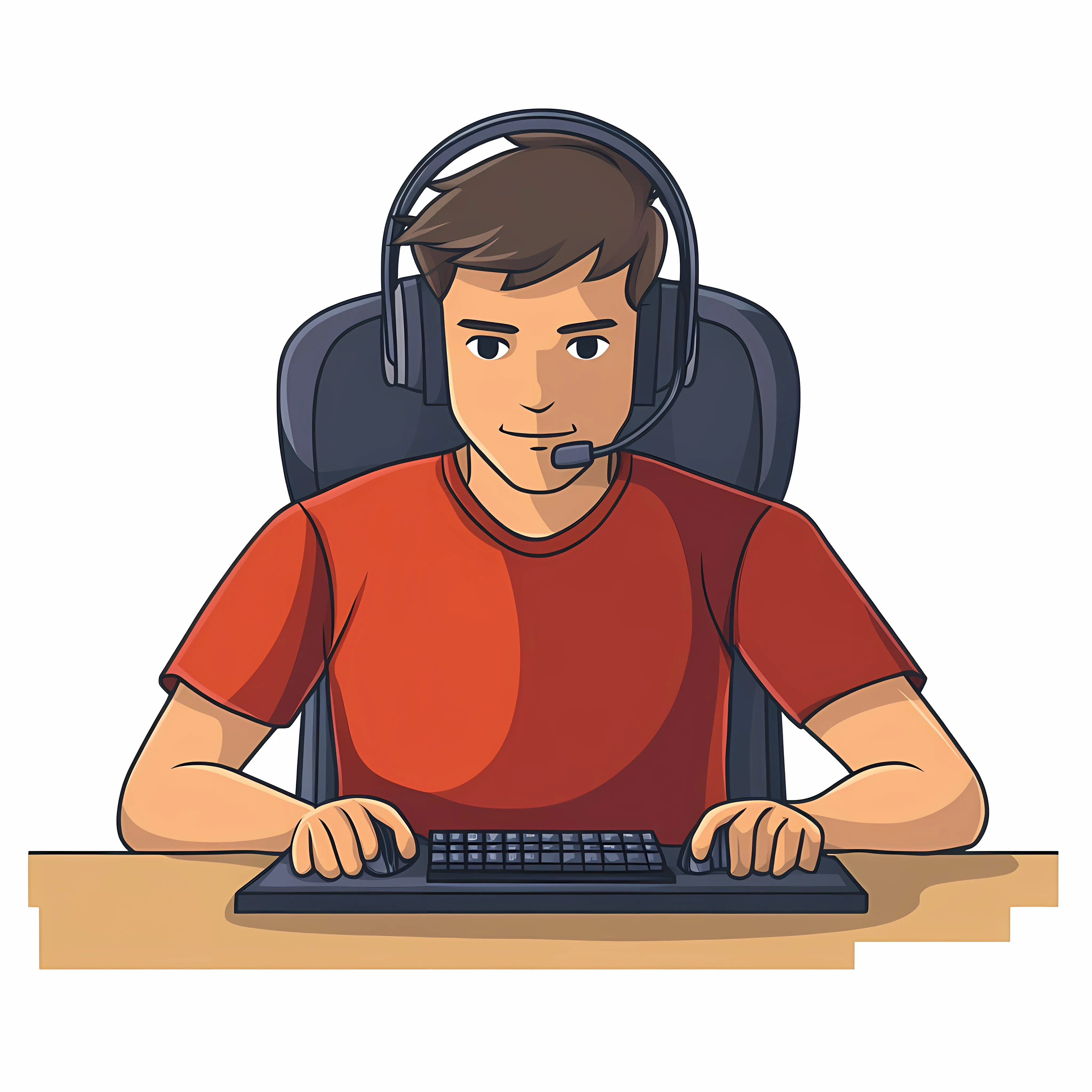 Young Man Gaming with Headphones Front View — free download from Dotvec