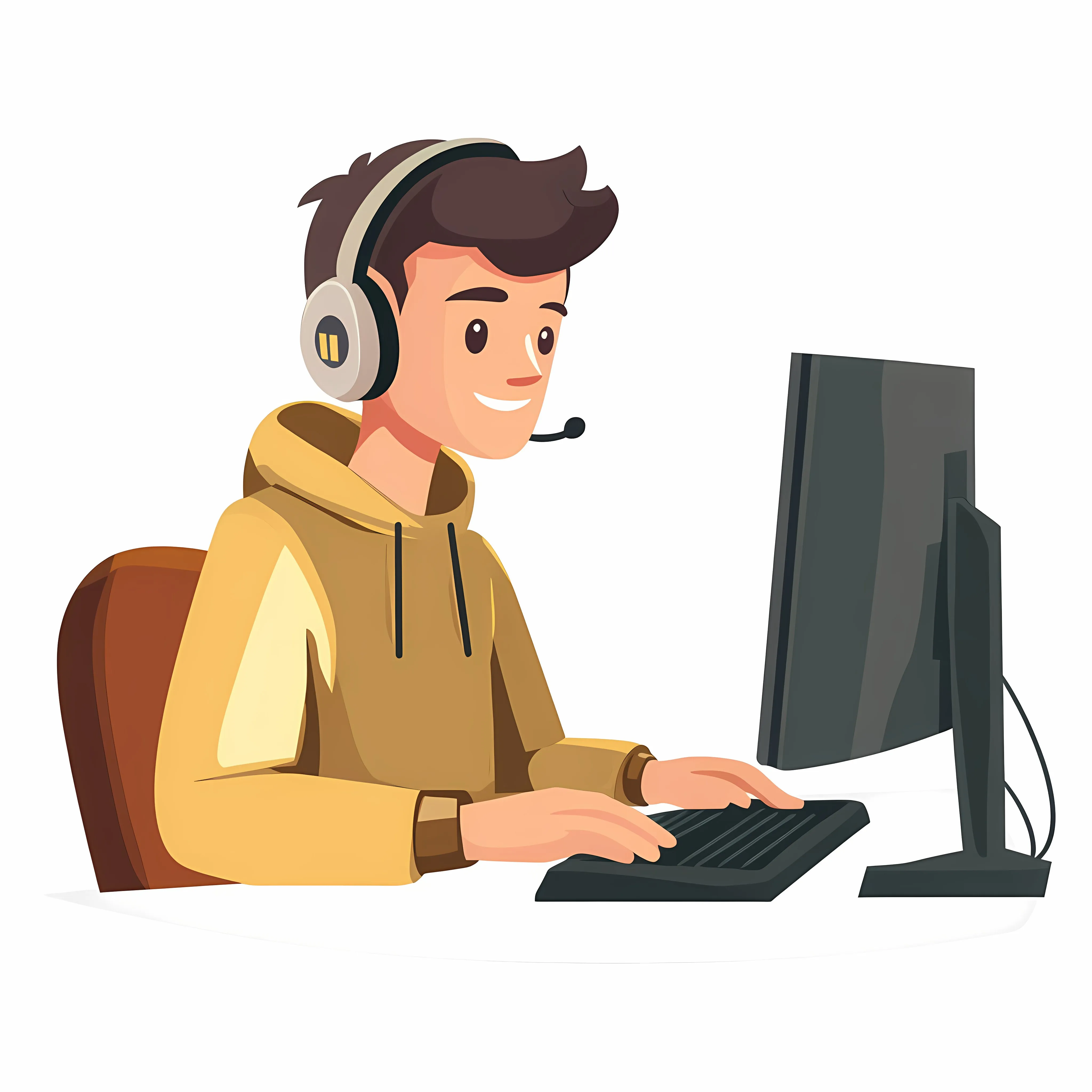 Young Man Gaming with Headphones – free multiplayer image from Dotvec