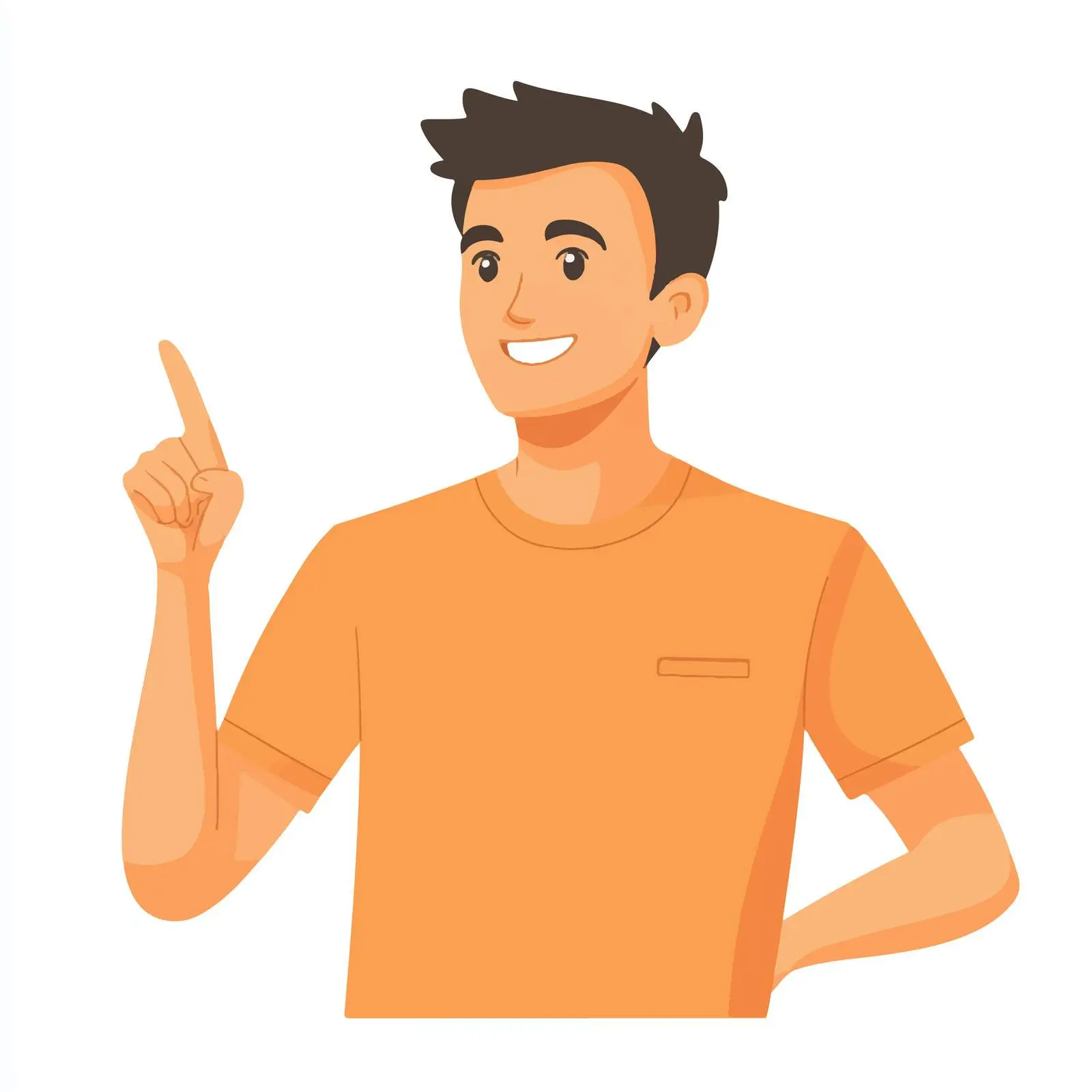 Young Man Pointing Upward Vector Illustration — free download from Dotvec