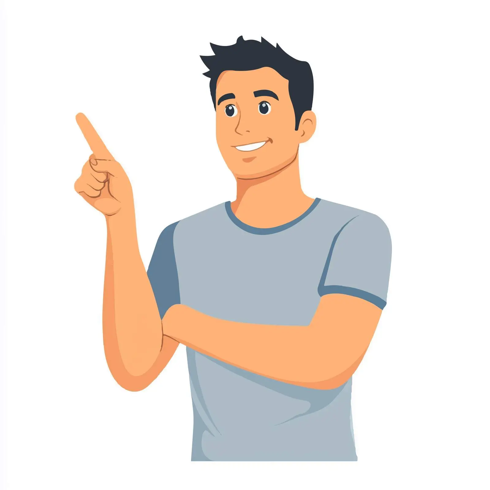 Young Man Pointing Vertically in Vector Style — free download from Dotvec