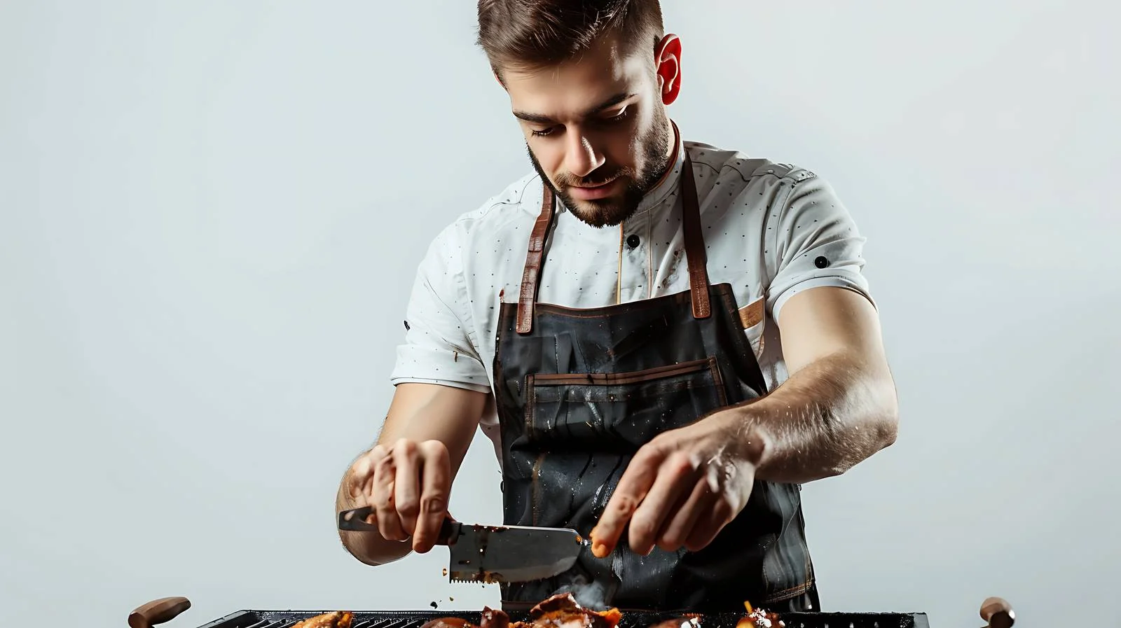 Preparing Meat for Friends at Barbecue — free download from Dotvec