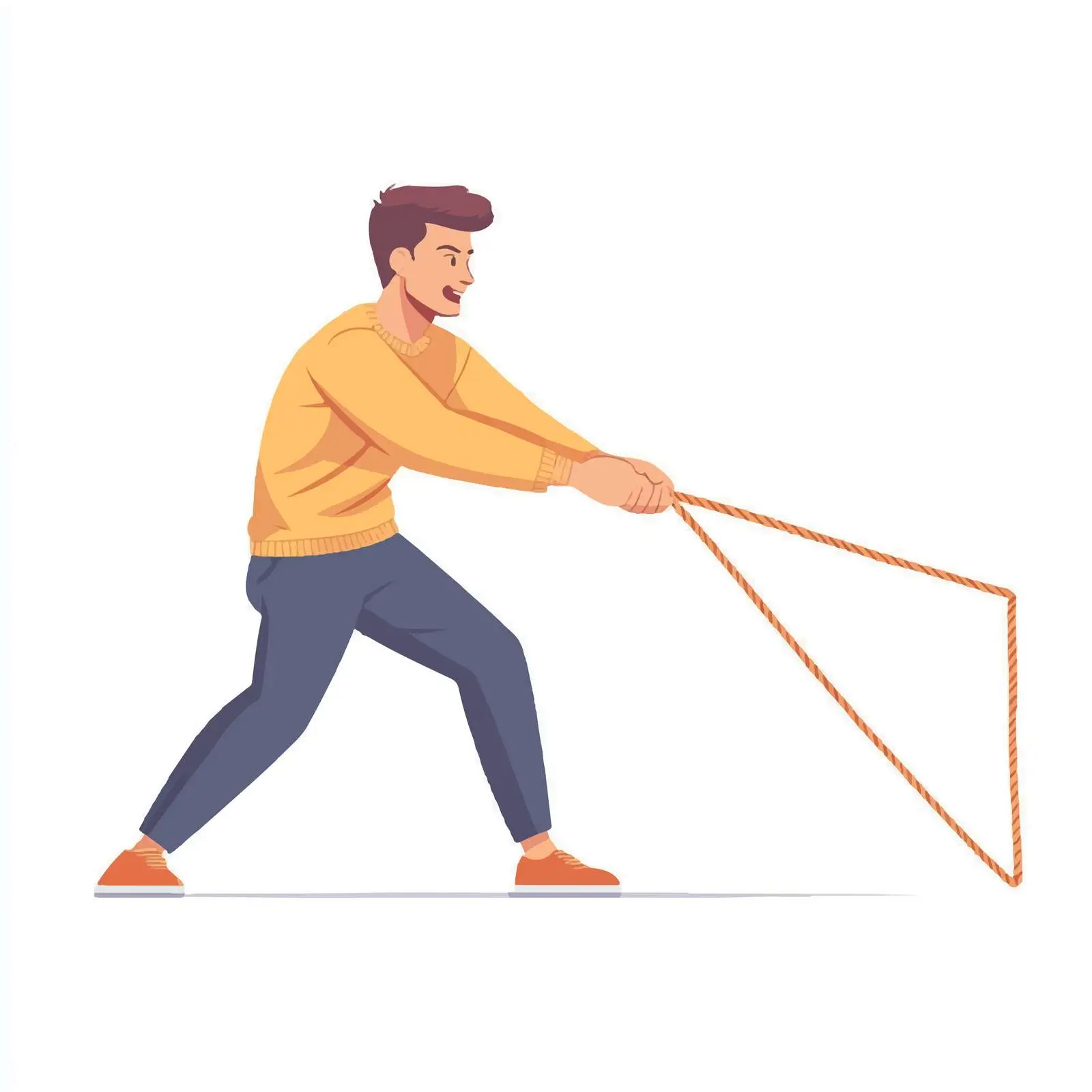 Young Man Tugging Rope in Vector Illustration — free download from Dotvec