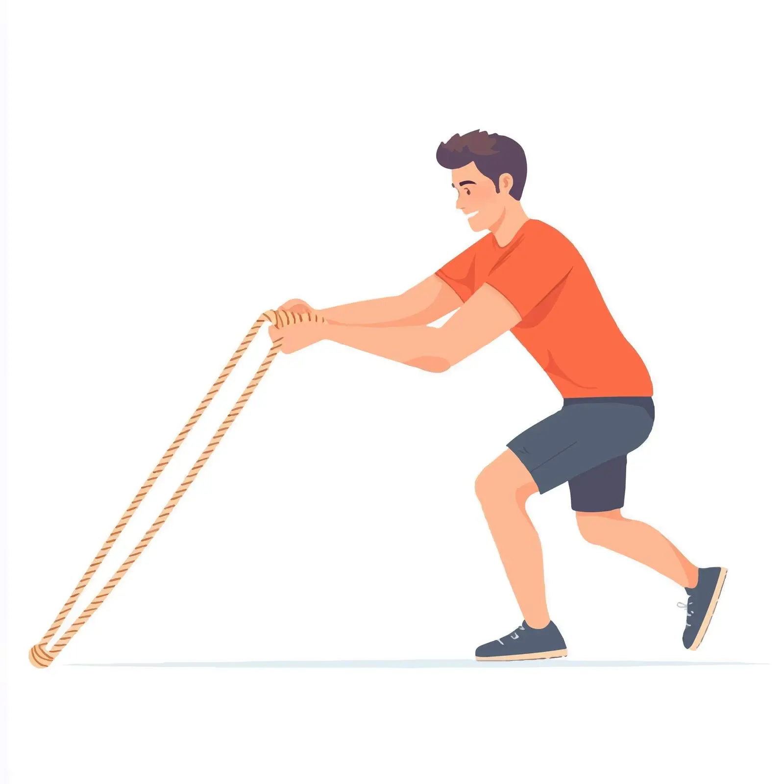 Young Man Tugging Rope in Flat Vector Style — free download from Dotvec