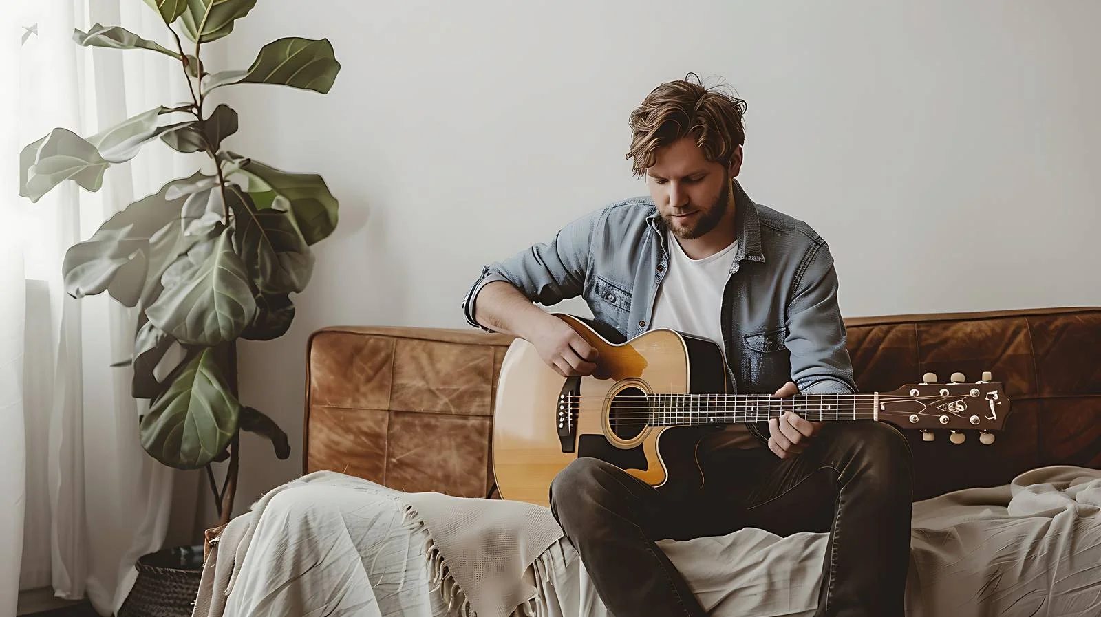 Talented Musician Playing Guitar Outdoors — free download from Dotvec