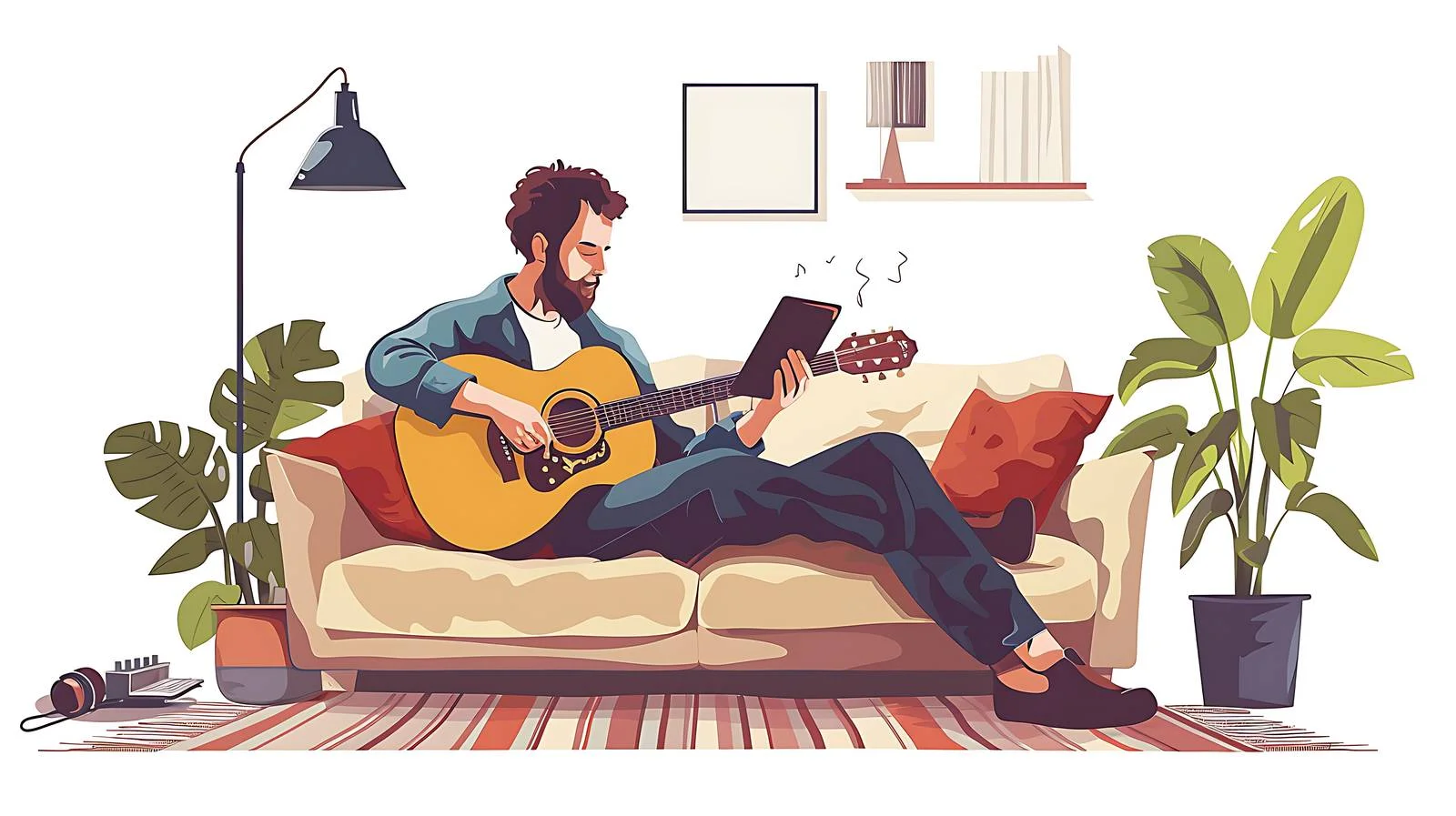 Young Man Playing Guitar Relaxing Image — free download from Dotvec