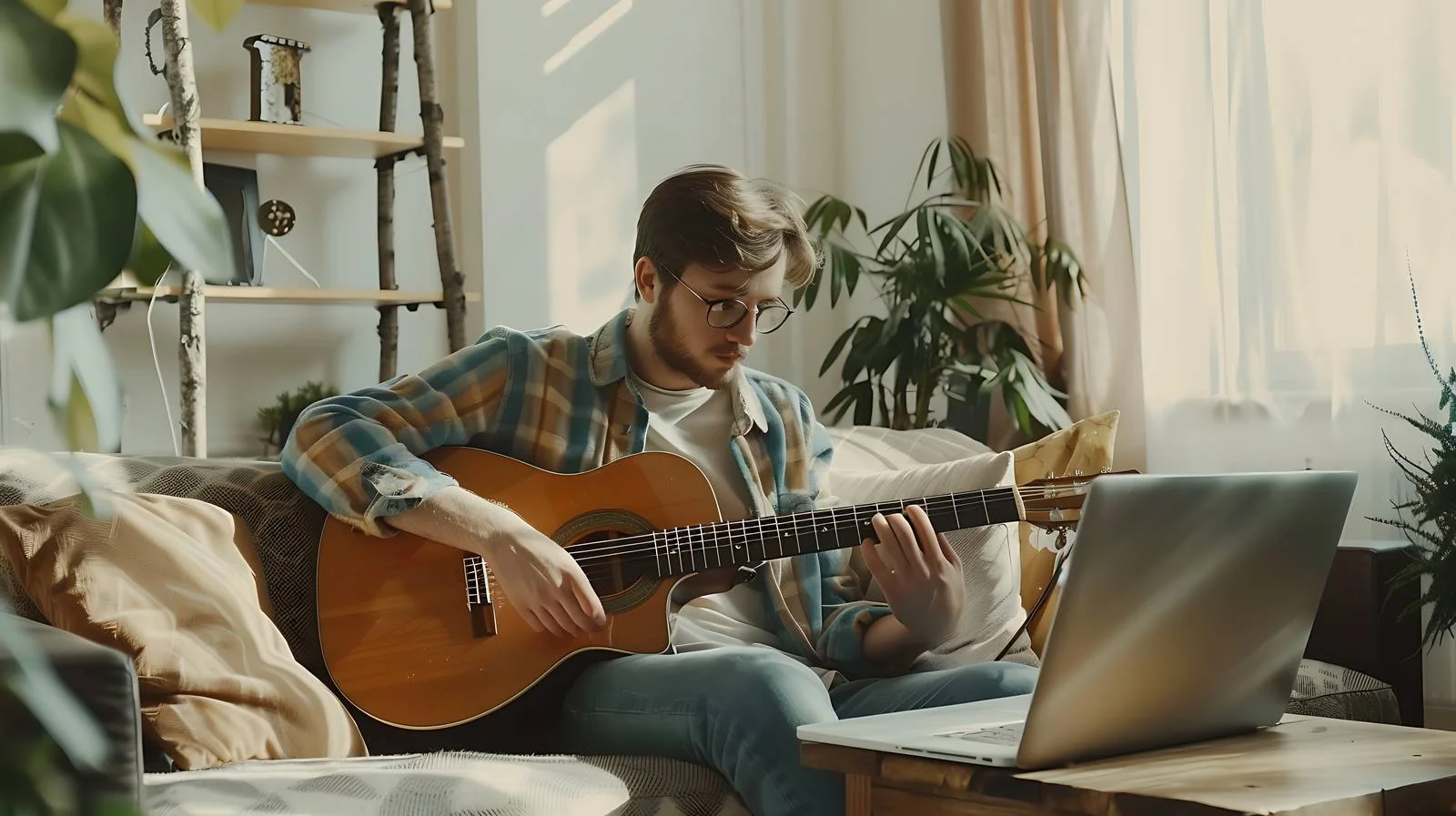 Serene Guitarist in Relaxing Pose — free download from Dotvec