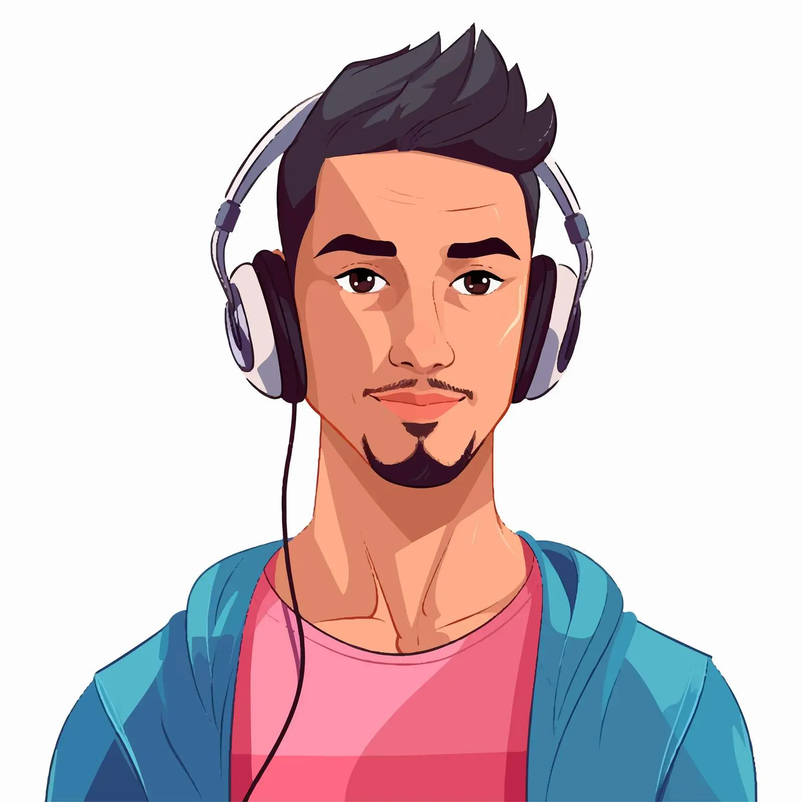 Young Man Shirtless Avatar with Earphones Cartoon – free sound image from Dotvec