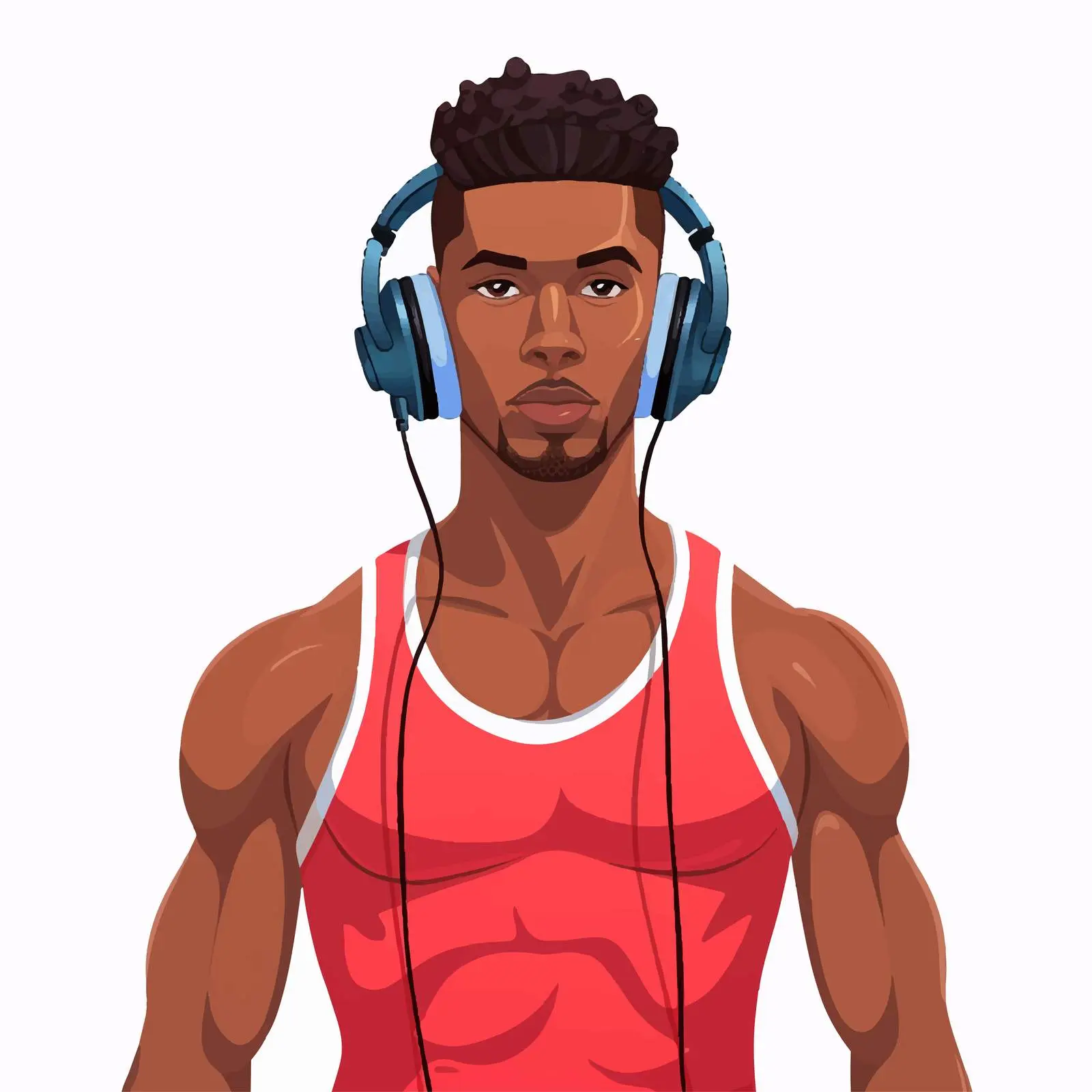 Shirtless Young Man with Earphones Cartoon Avatar – free sound image from Dotvec