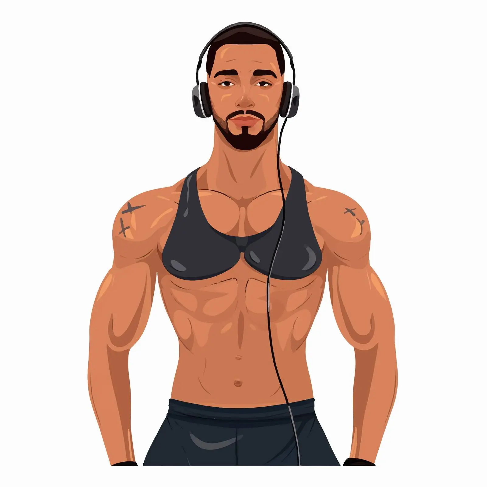 Cartoon Avatar of Young Man with Earphones – free sound image from Dotvec