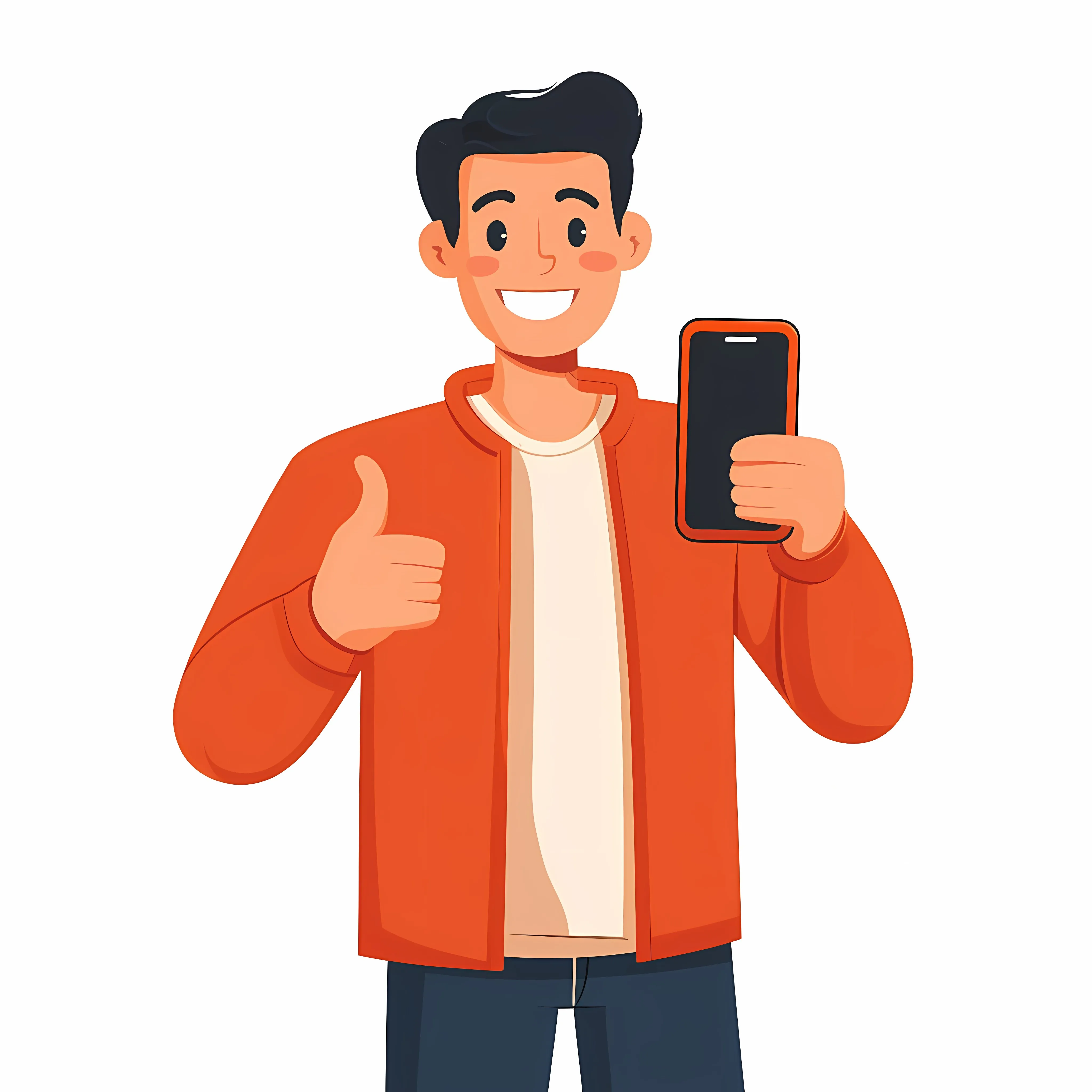 Young Man with Smartphone Giving Thumbs Up — free download from Dotvec