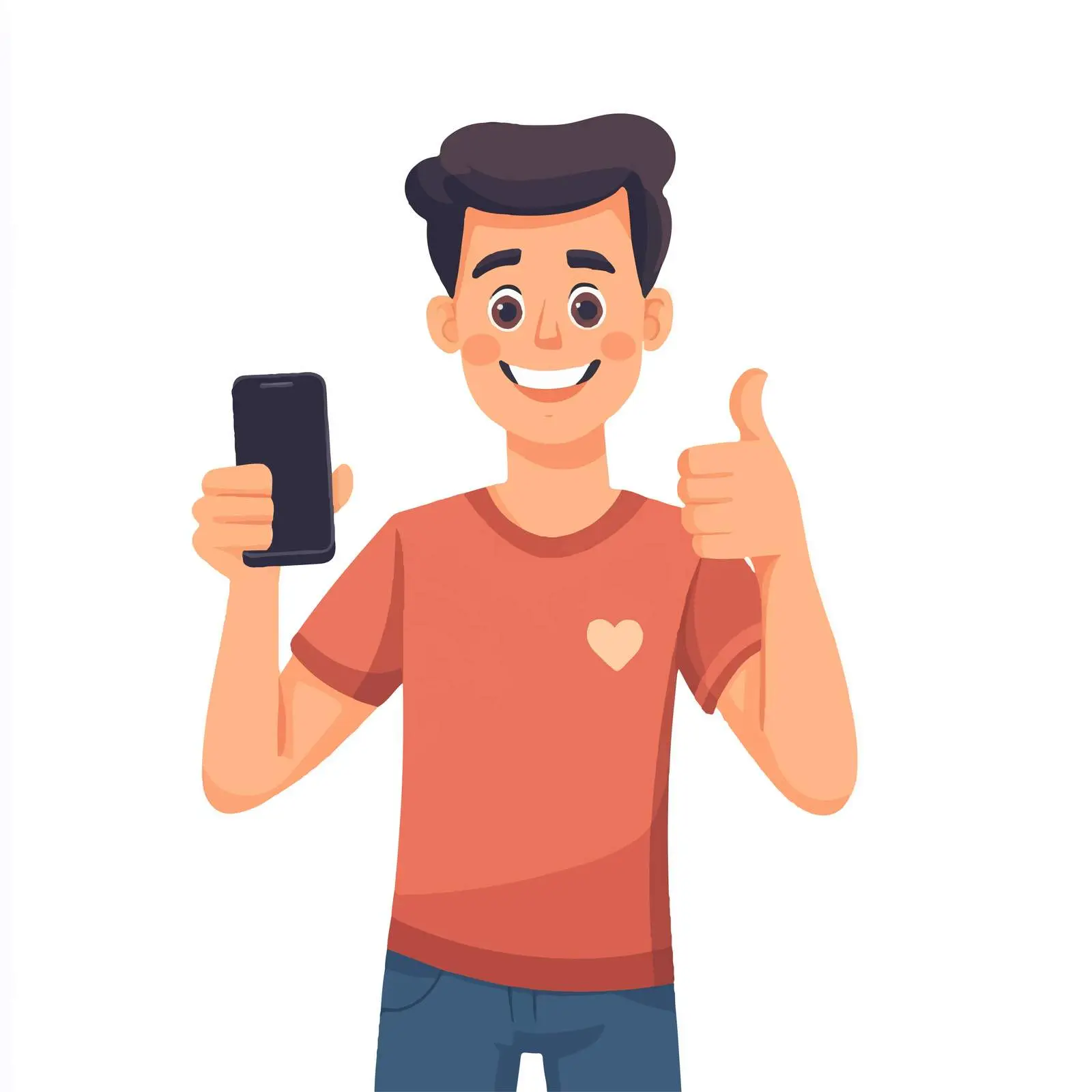 Young Man with Smartphone Giving Thumbs Up — free download from Dotvec