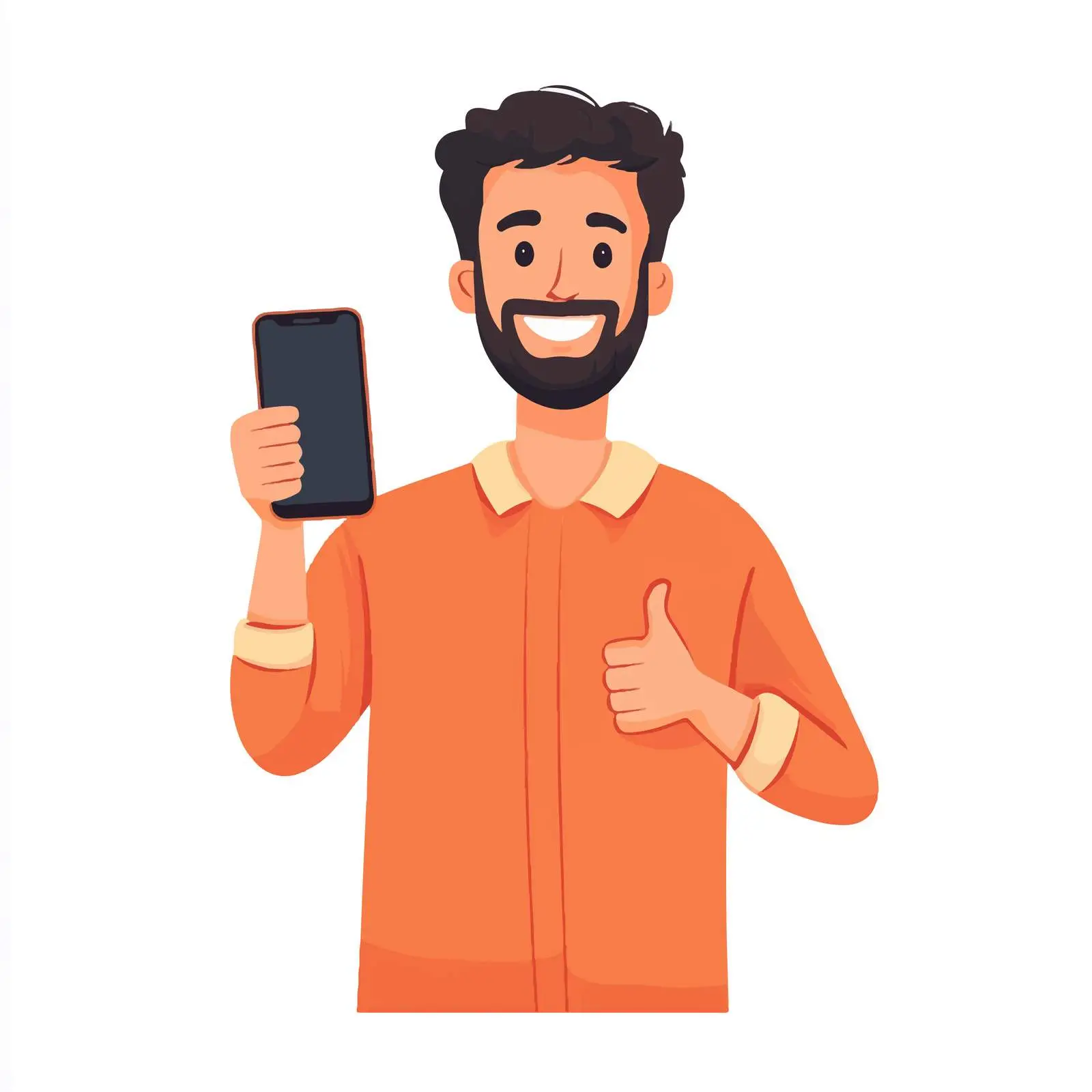 Young Man with Smartphone Giving Thumbs Up — free download from Dotvec